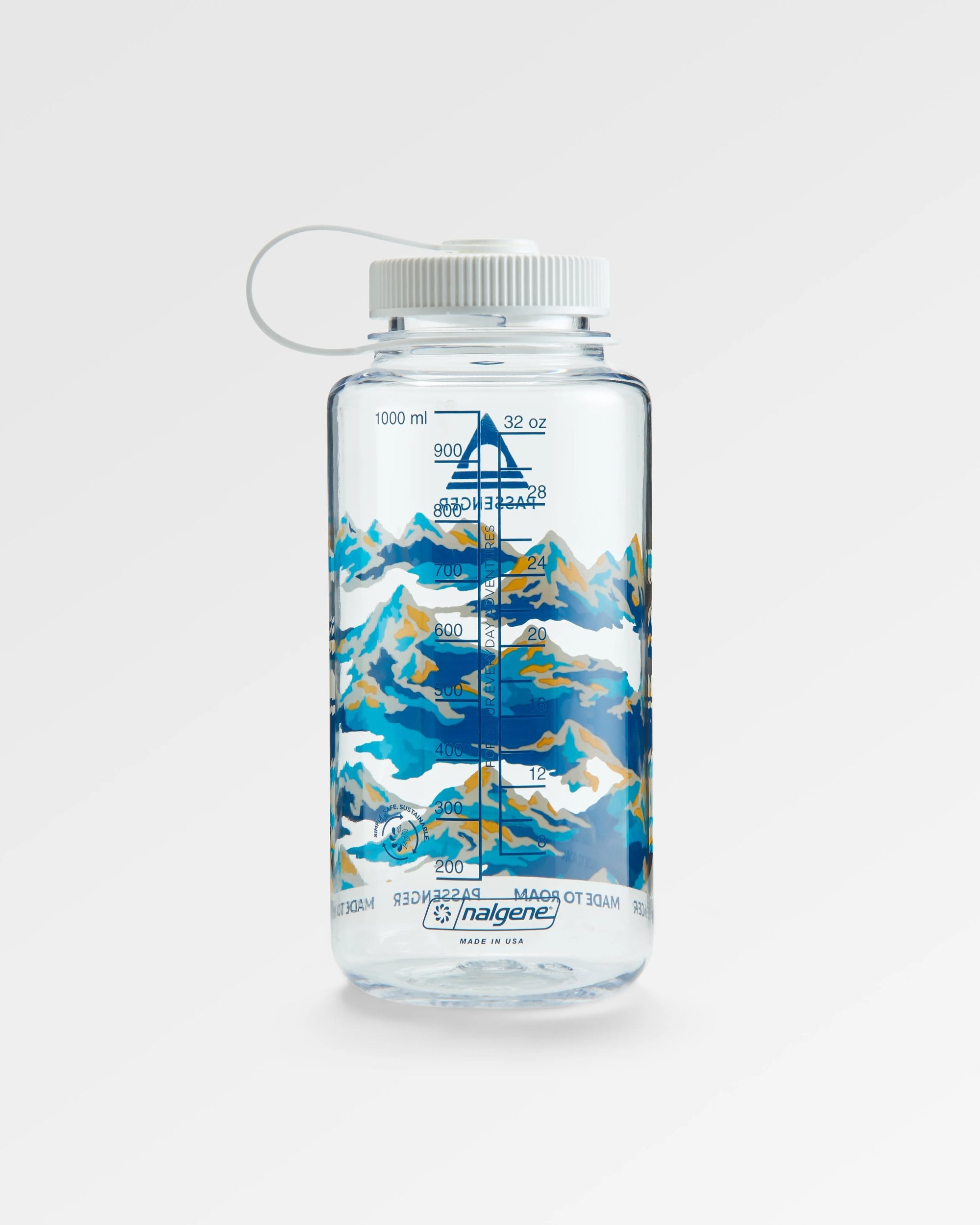 Nalgene 1L Wide Mouth Water Bottle - Winter Mountains - Flatlay