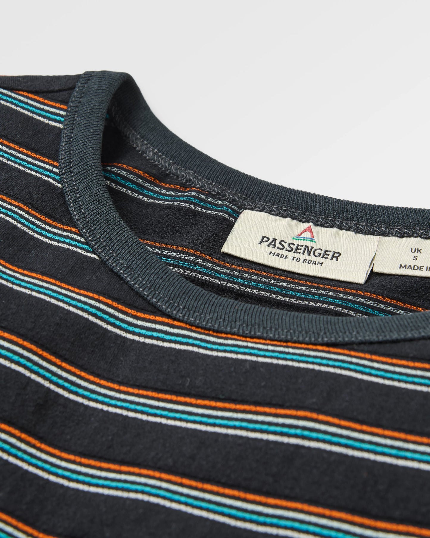 Retro Vibes Organic Cotton T-Shirt - Black Multi Stripe - Flatlay