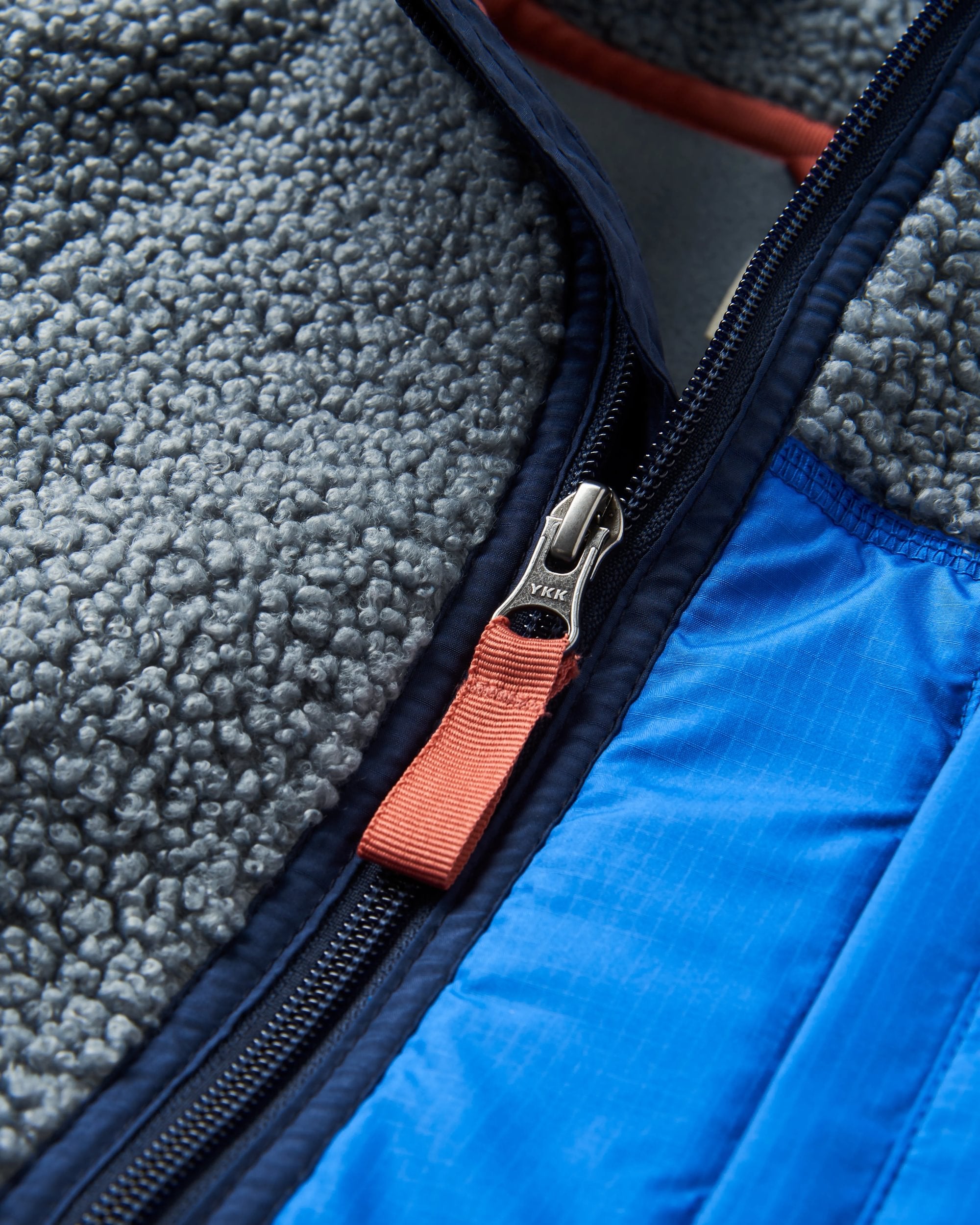 Born Explorer Recycled Polar-Lined Sherpa Fleece - Rich Navy/Storm Grey  - Flatlay