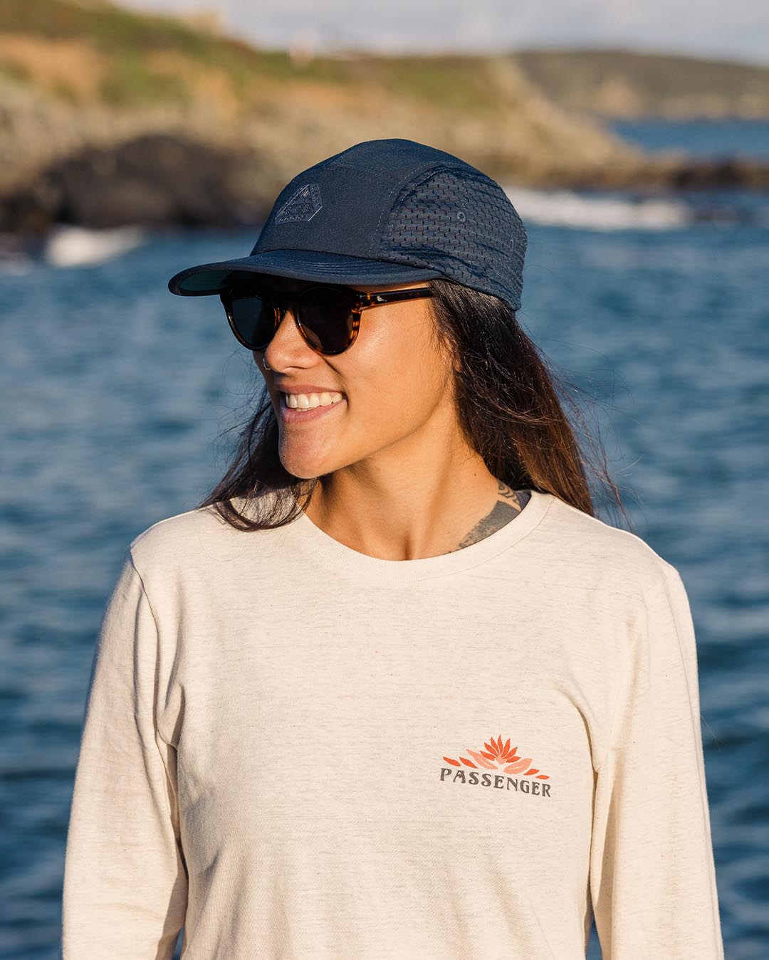 Beyond Recycled 5 Panel Cap - Deep Navy - Lifestyle - Female