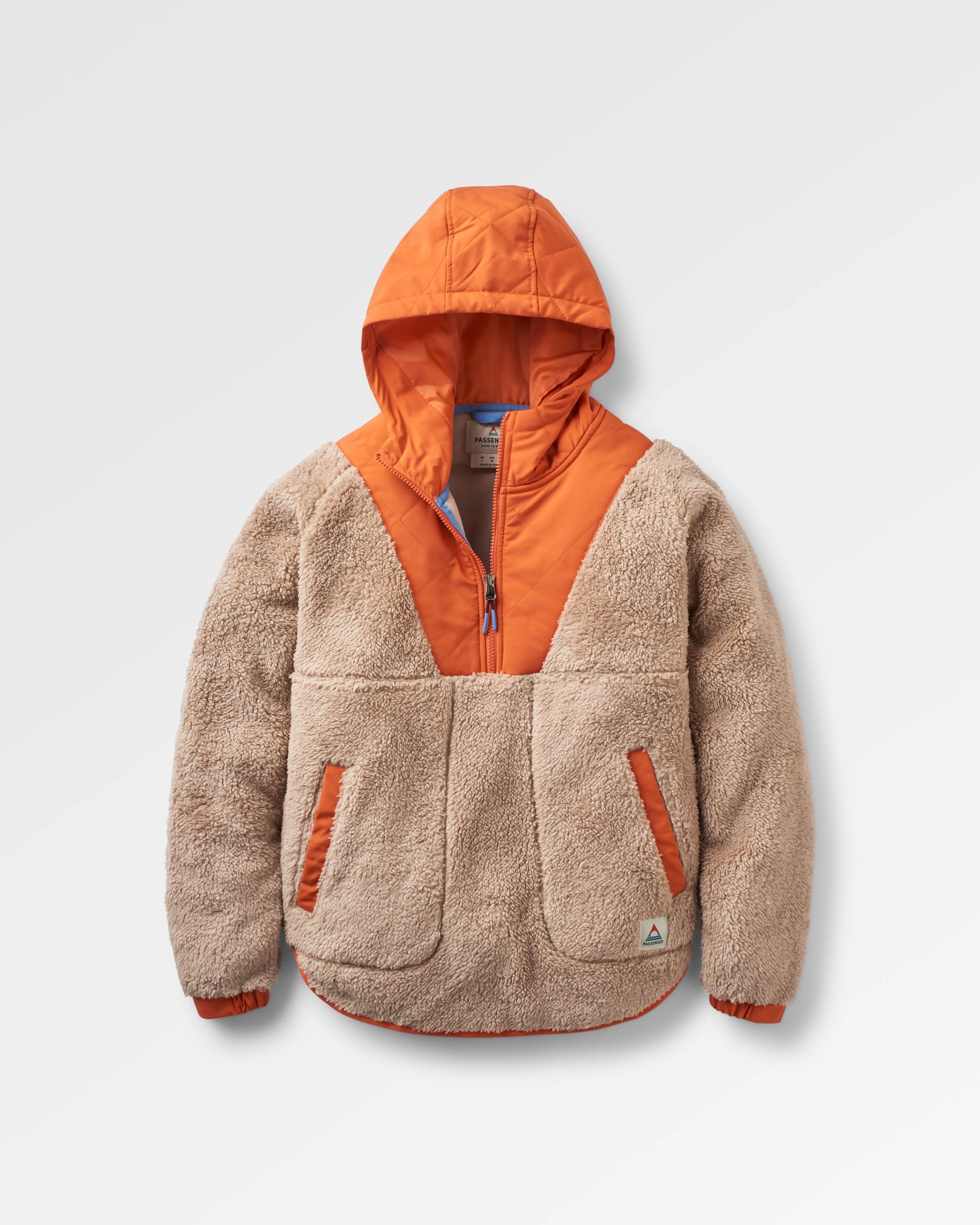 Beaumont Recycled Sherpa Hooded Fleece - Simply Taupe - Flatlay