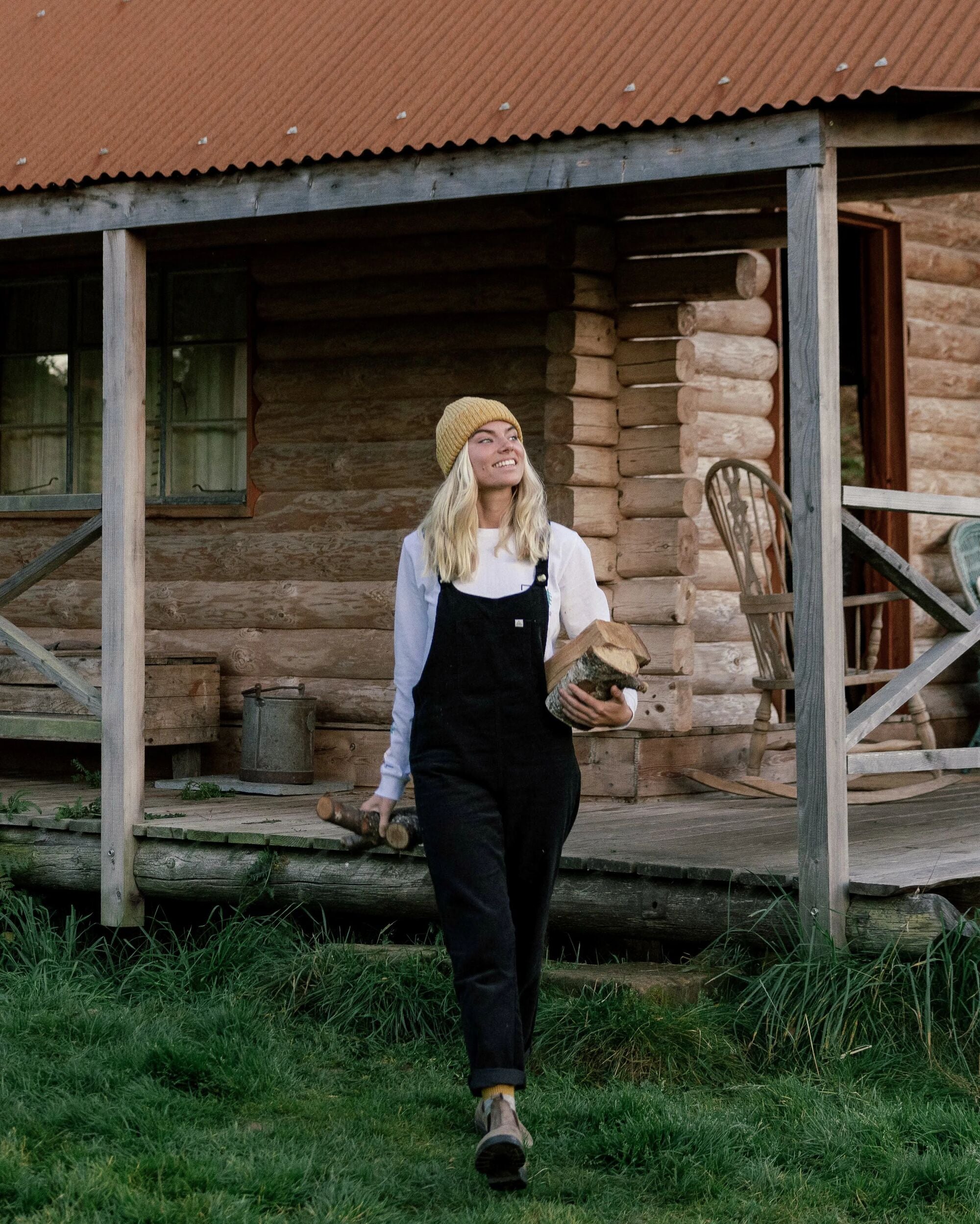 Meadows Organic Cotton Cord Dungarees - Black - Lifestyle