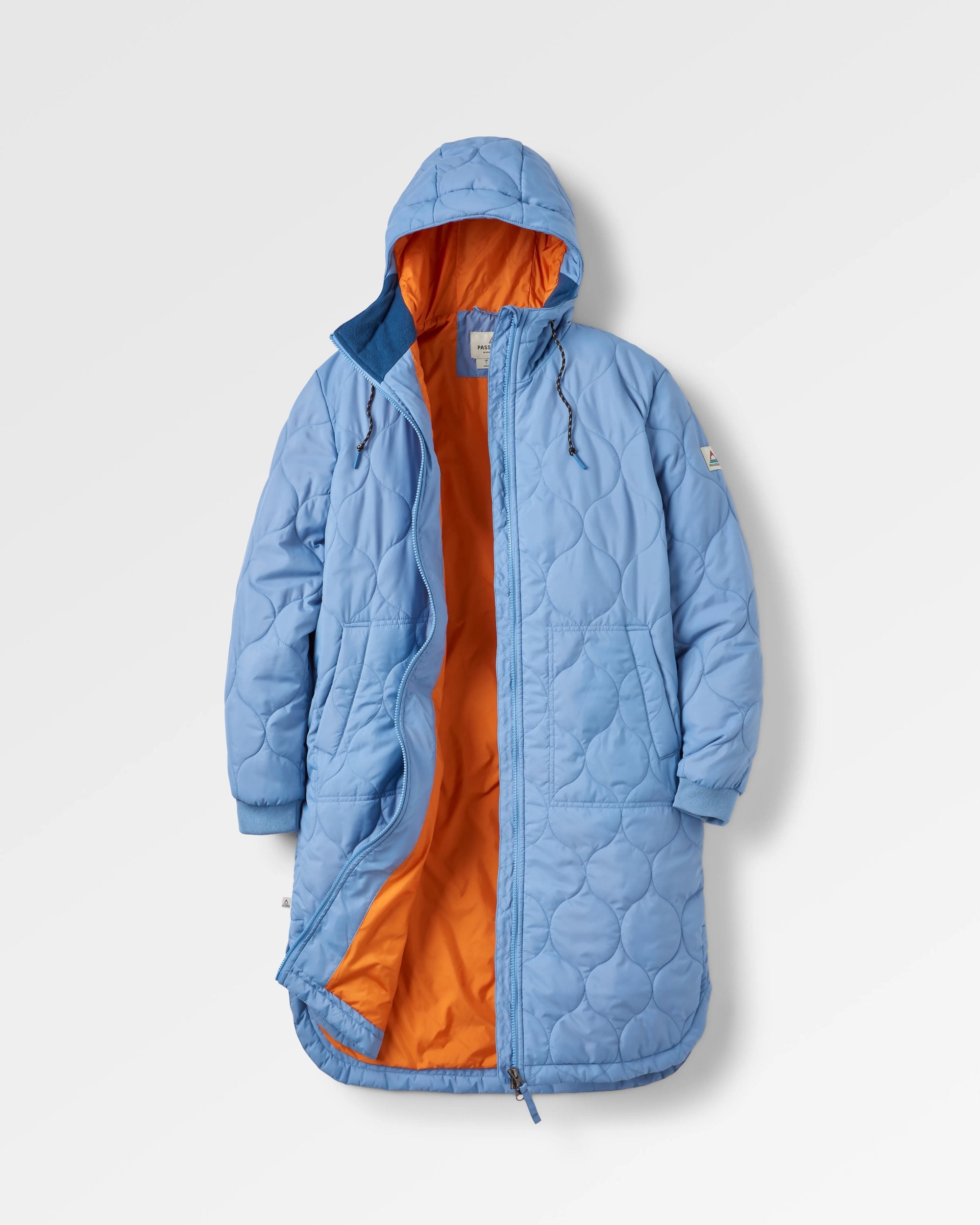 Flora Long Recycled Insulated Parka - Faded Denim - Flatlay