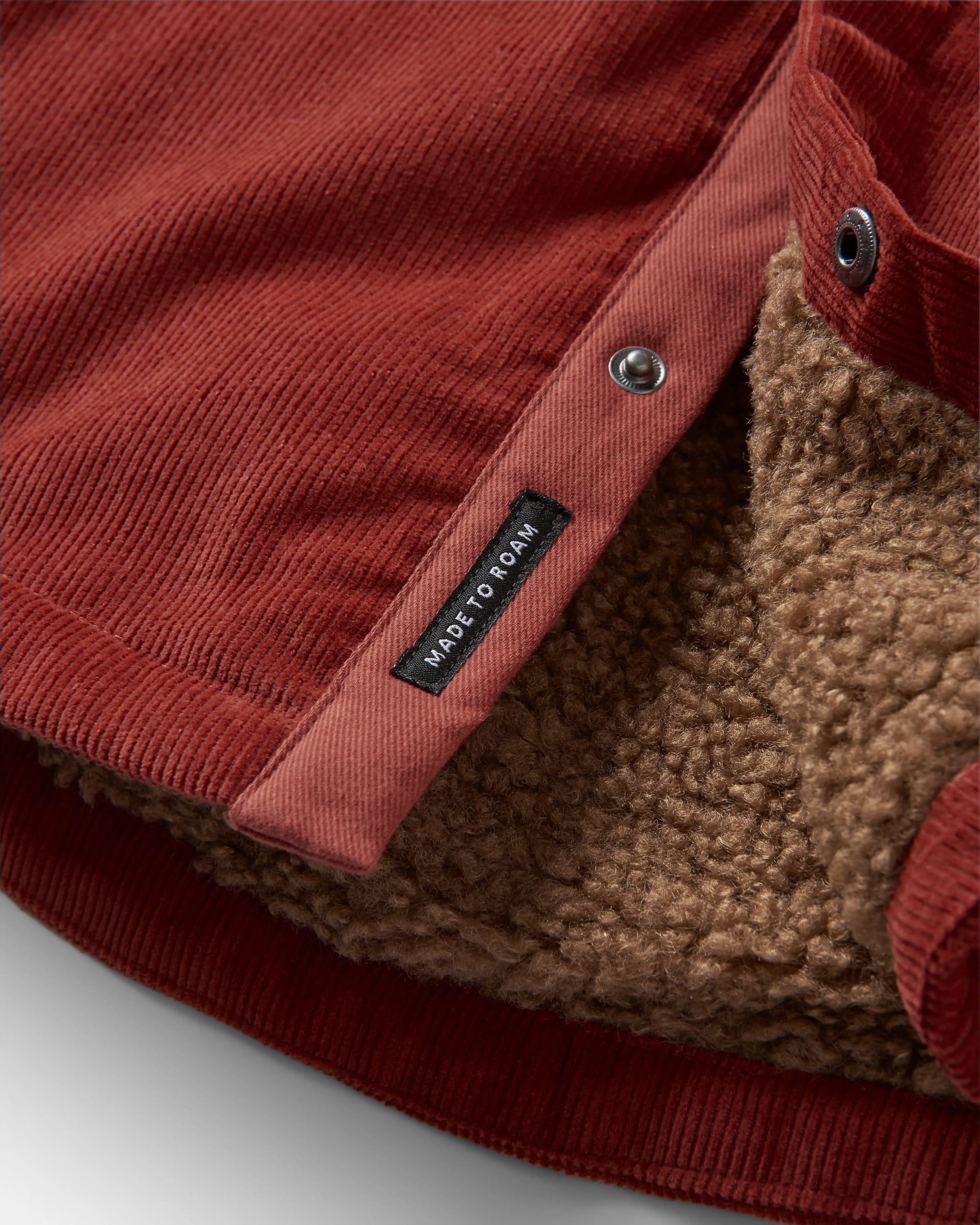 Kodiak Sherpa Lined Cord Overshirt - Red Ochre - Flatlay