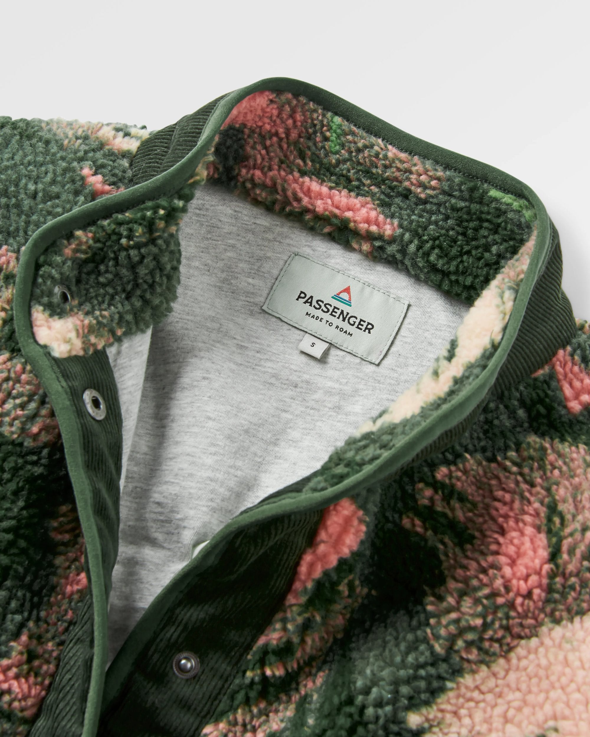 Clover Recycled Cotton-Lined Sherpa Fleece - Abstract Mountain Fir Tree - Flatlay