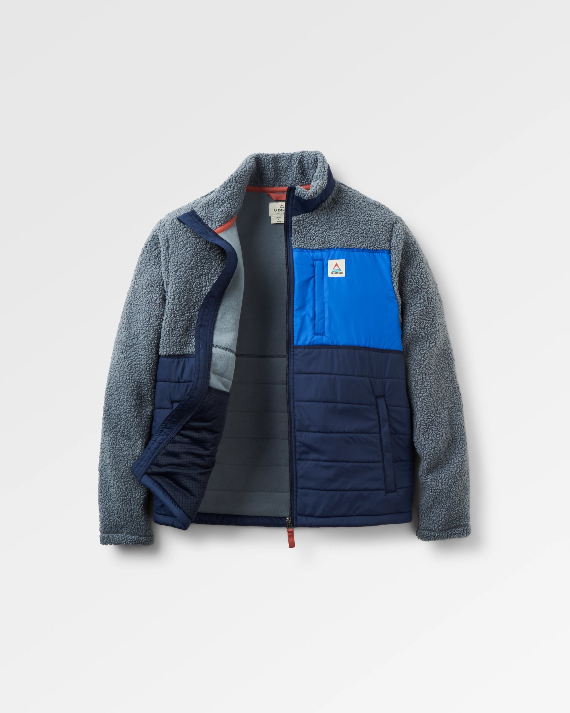 Born Explorer Recycled Polar-Lined Sherpa Fleece - Rich Navy/Storm Grey  - Flatlay