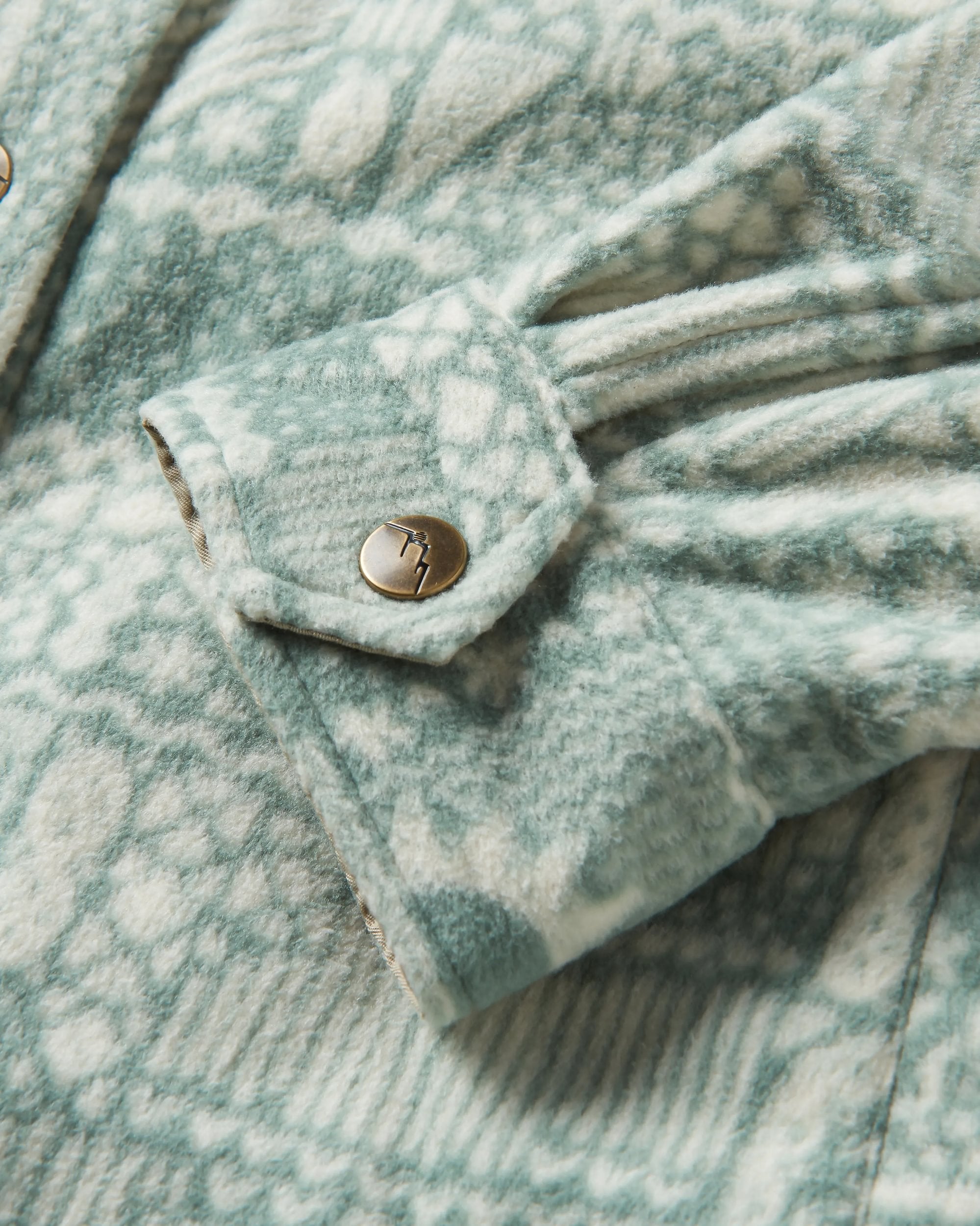 East Recycled Polar Fleece Shirt - Vintage Patchwork Pistachio - Flatlay