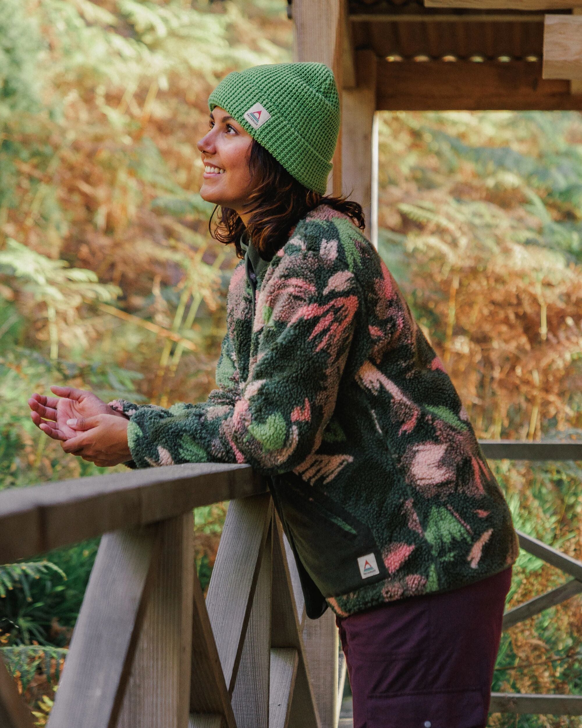 Clover Recycled Cotton-Lined Sherpa Fleece - Abstract Mountain Fir Tree - Lifestyle