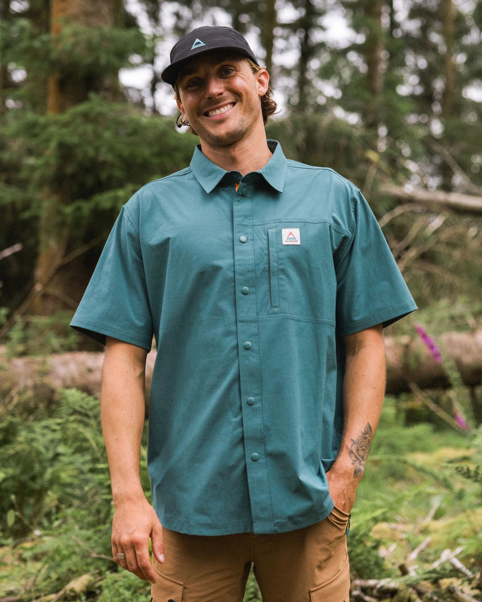 Traveller Short Sleeve Stretch Shirt - Deep Ocean - Lifestyle