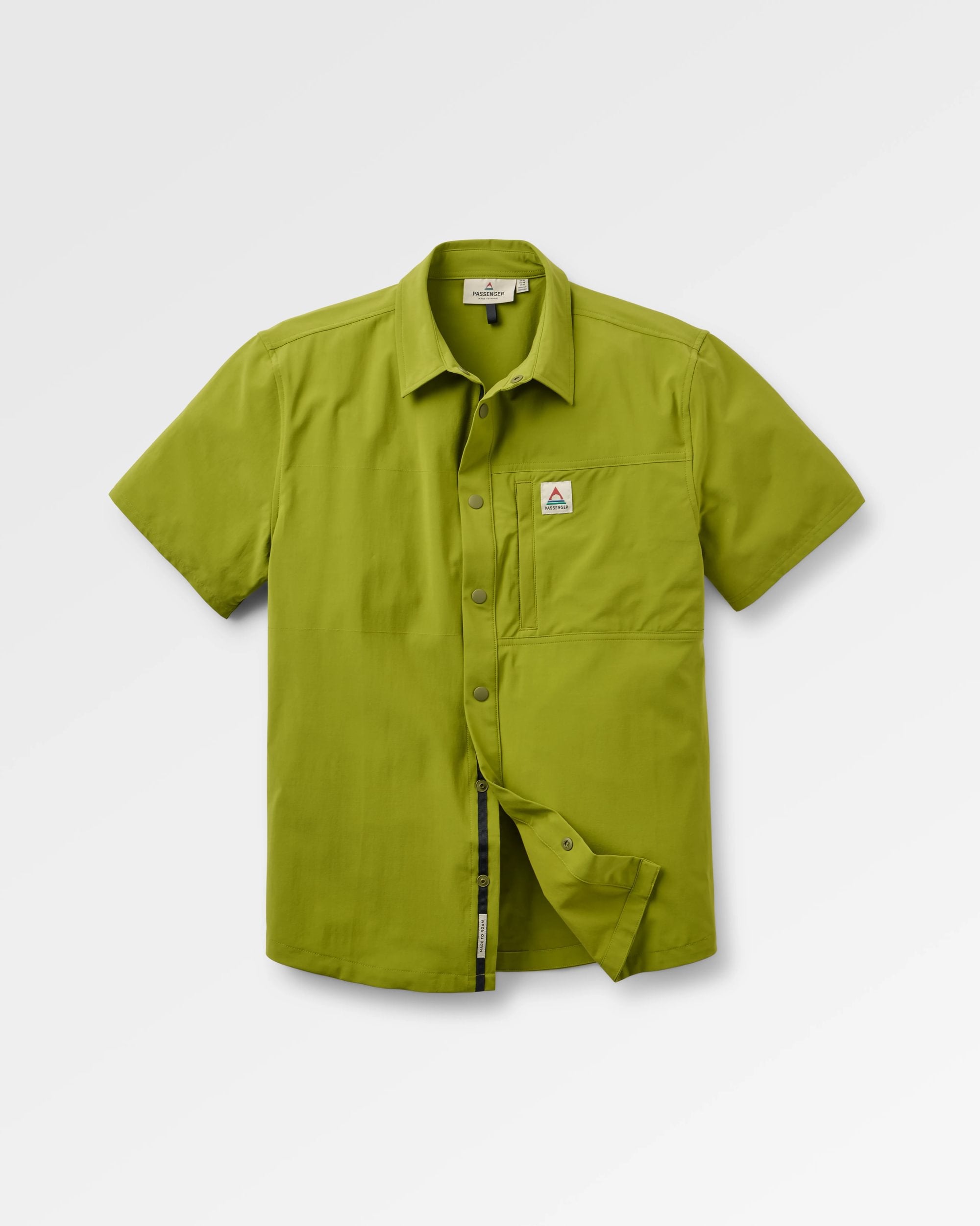 Traveller Short Sleeve Stretch Shirt 2.0 - Tea Green - Flatlay