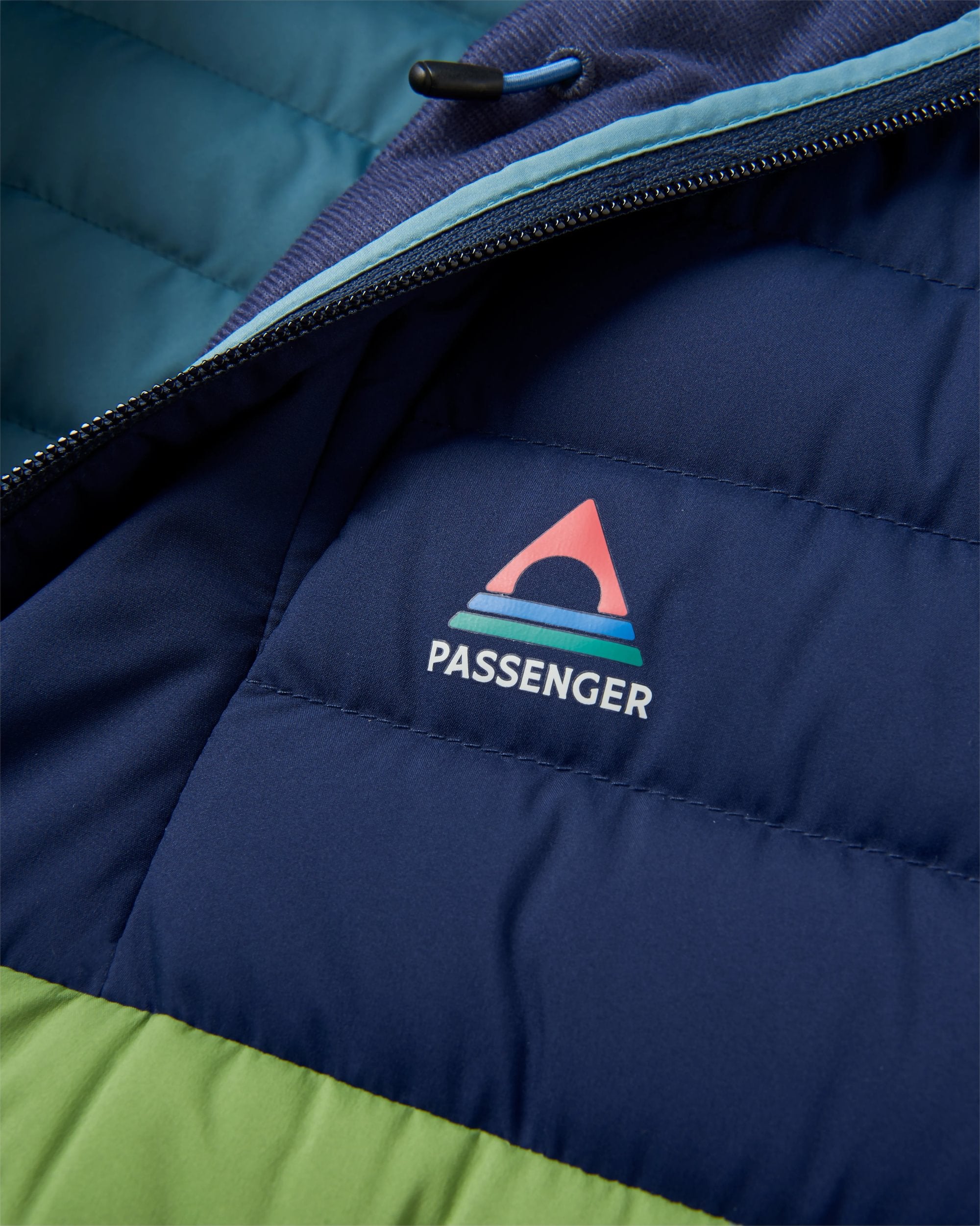 Ashland Down Recycled Jacket - Rich Navy/Pear Green - Flatlay