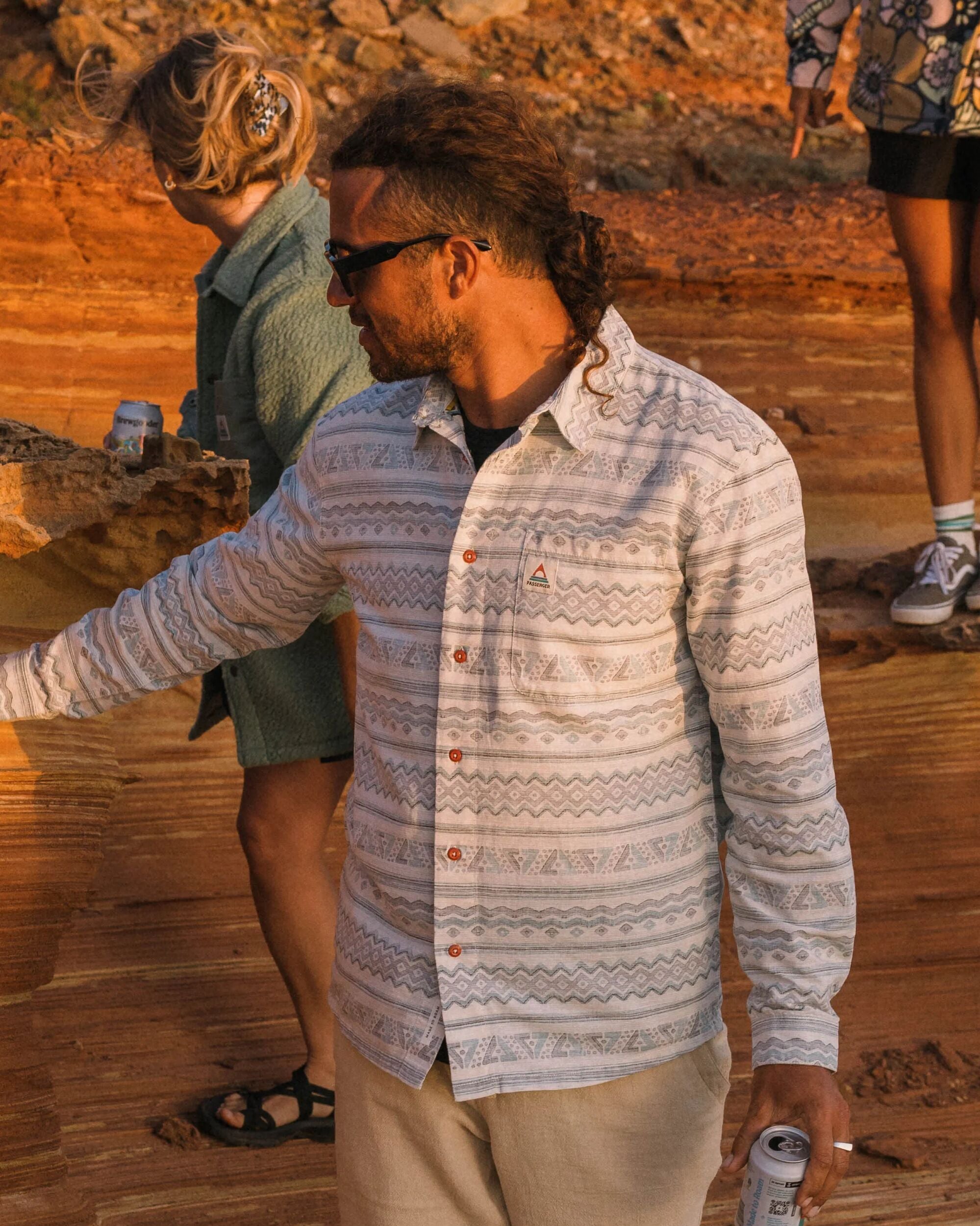 Amboro Organic Cotton Shirt - Mono Geo Birch - Lifestyle