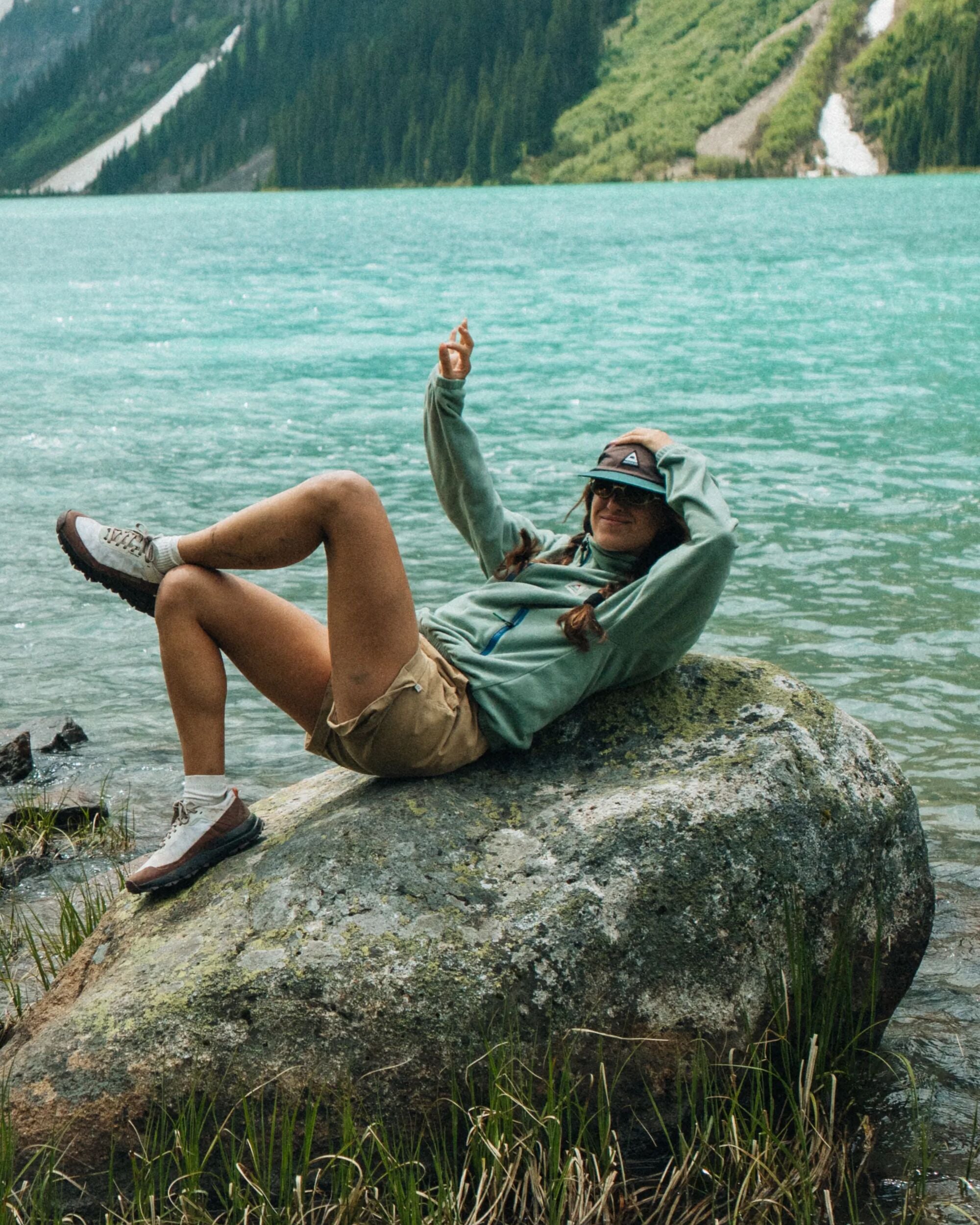 Ayla Recycled Micro Polartec® Fleece - Pistachio - Lifestyle