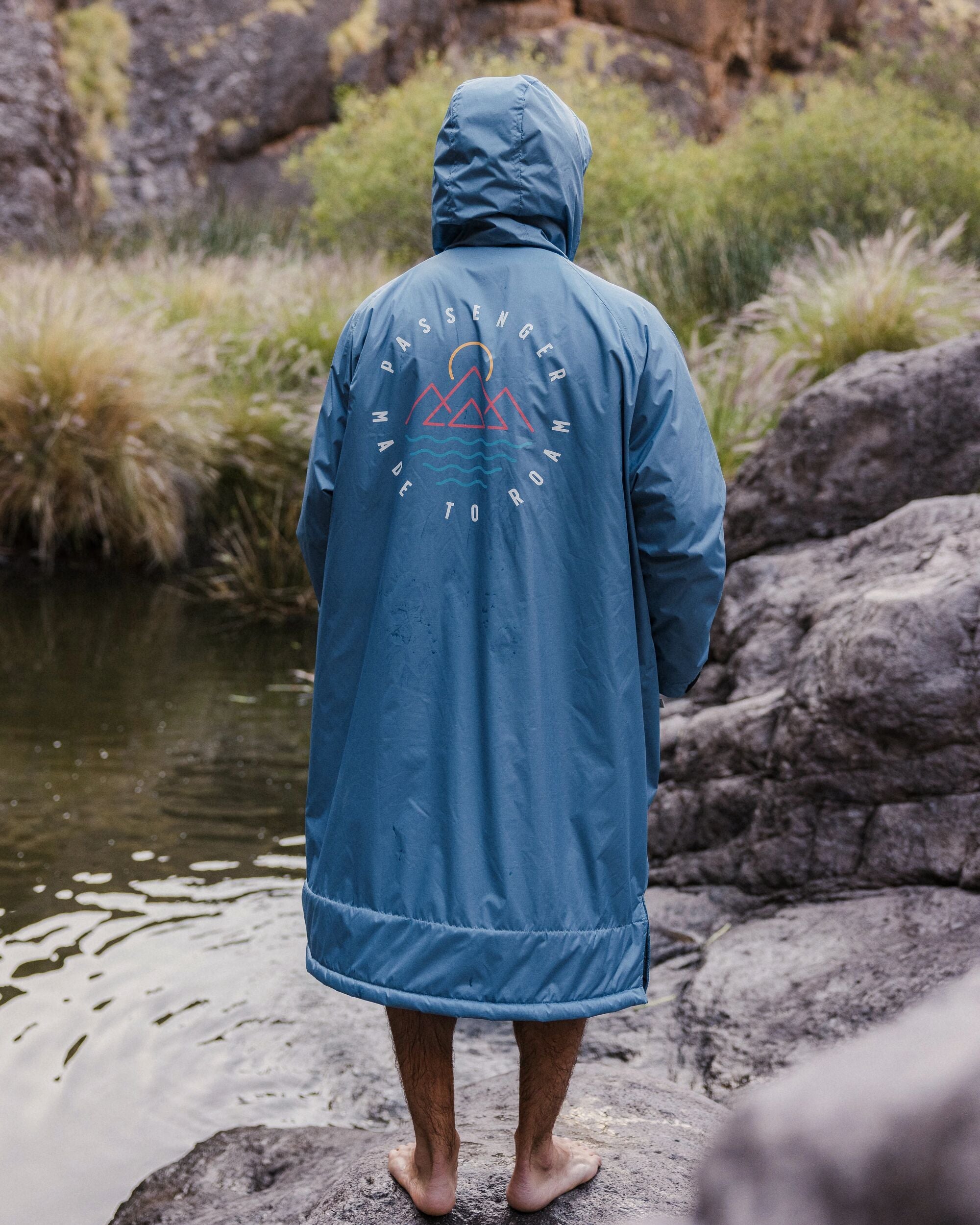 Escapism Recycled Sherpa Lined Changing Robe - Moonlight Blue - Lifestyle - Male