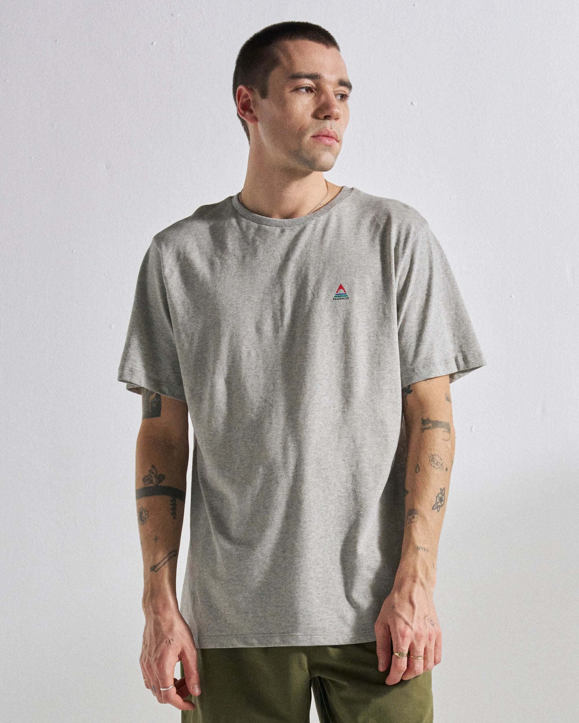 Classic Logo Organic Cotton T-Shirt - Mid Grey Marl - Studio Model