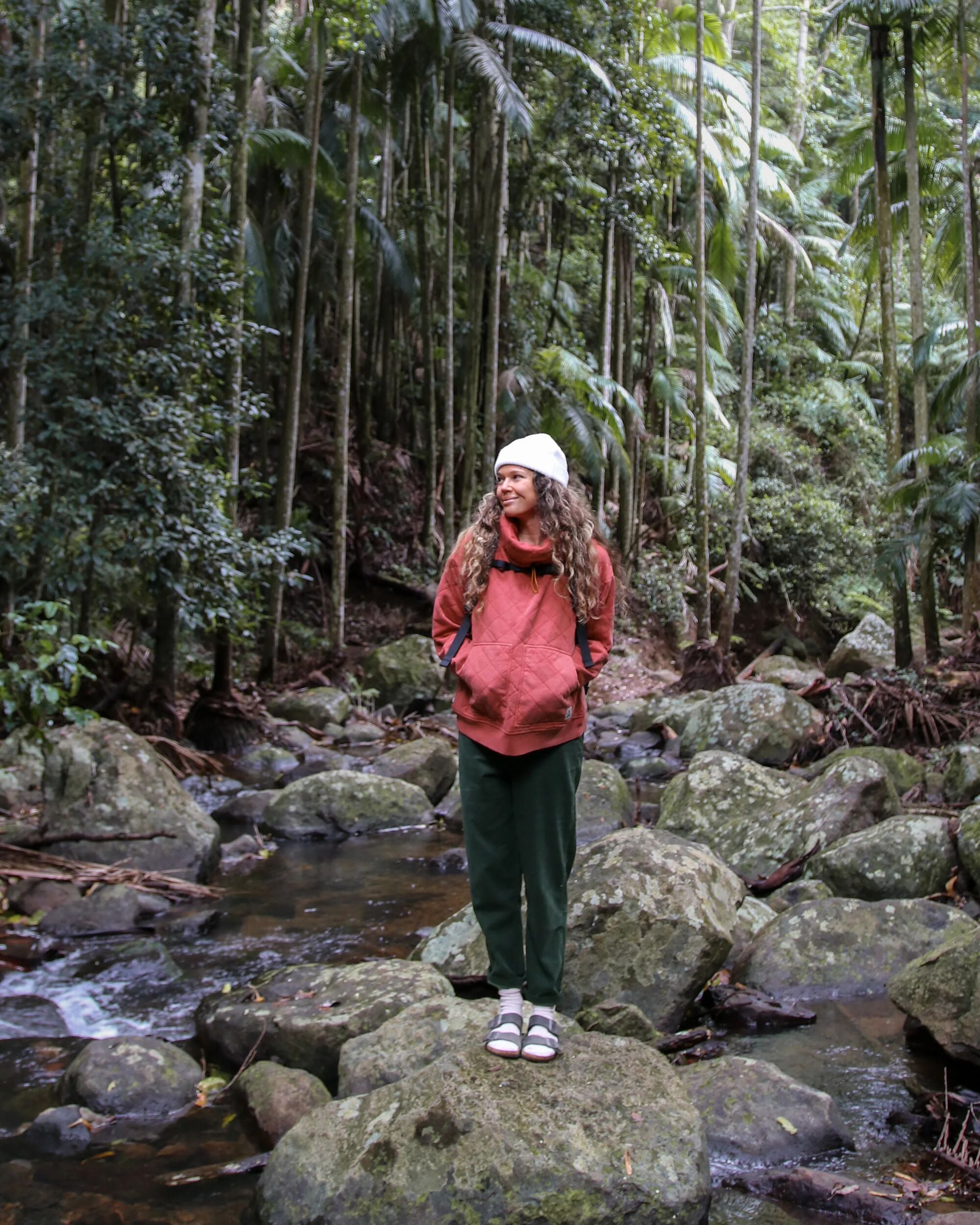 Clementine Recycled Quilted High Neck - Red Ochre - Lifestyle