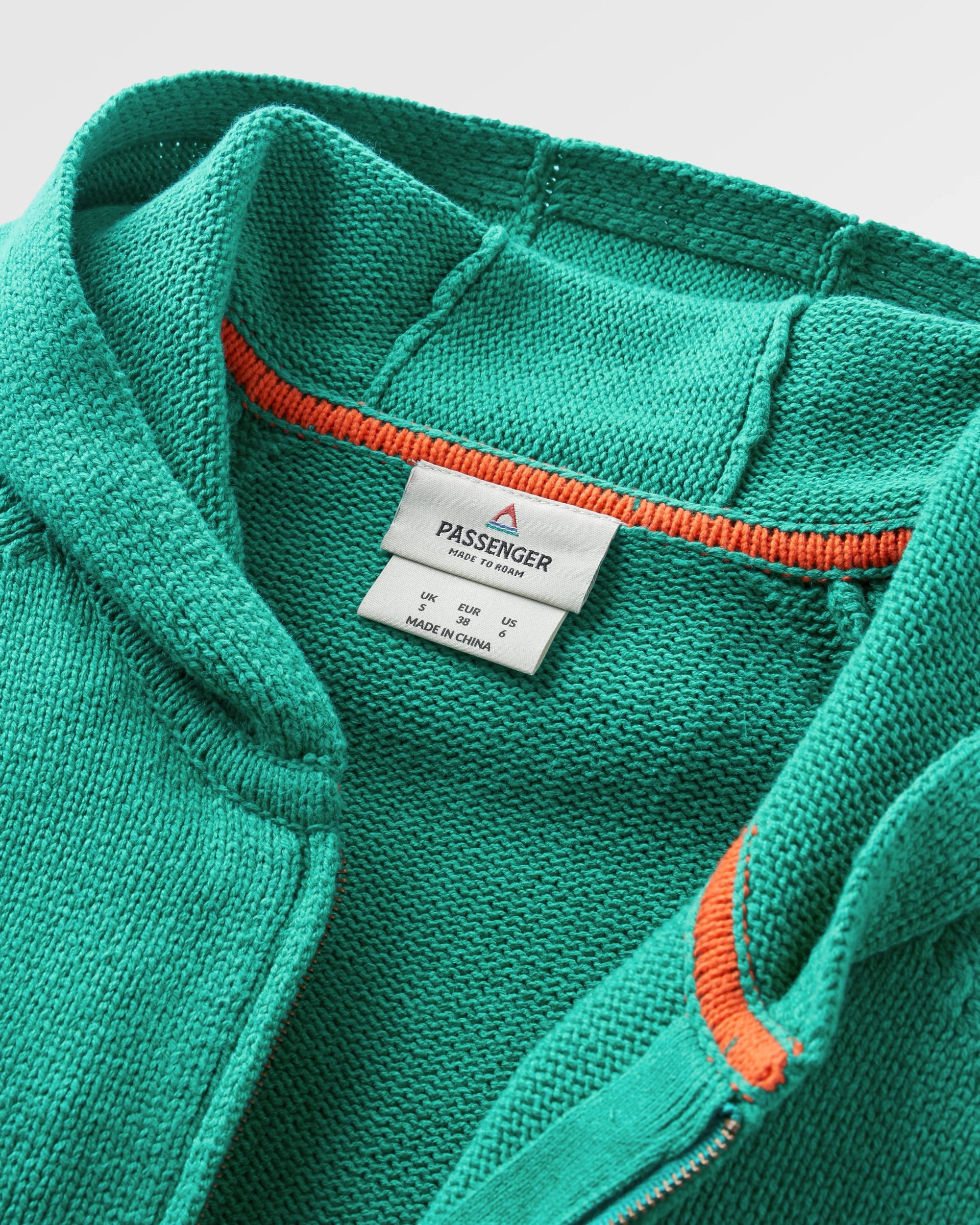 Cove Organic Cotton Knitted Zip Hoodie - Greenlake - Flatlay