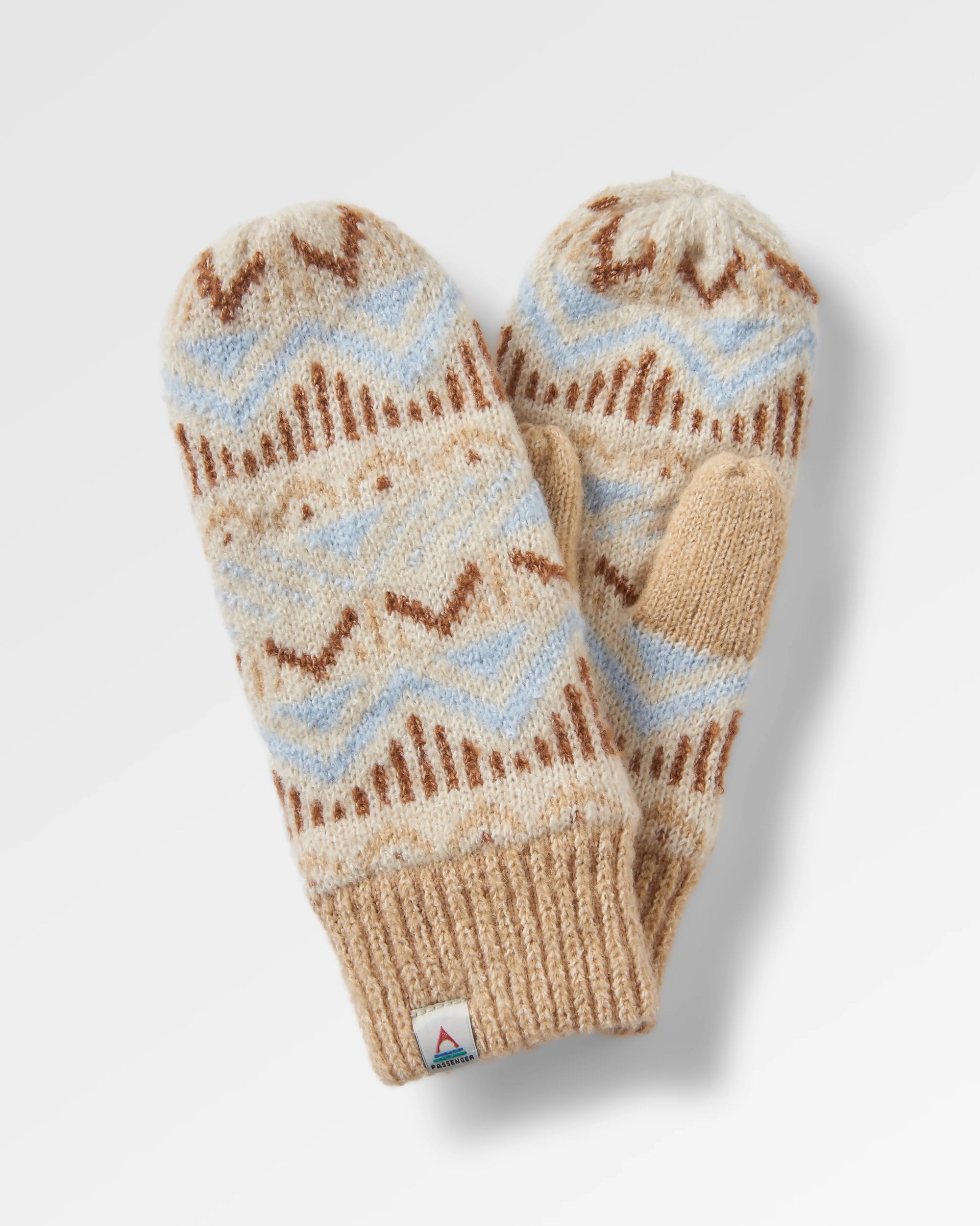 Nettle Recycled Fleece Lined Mittens - Birch - Flatlay