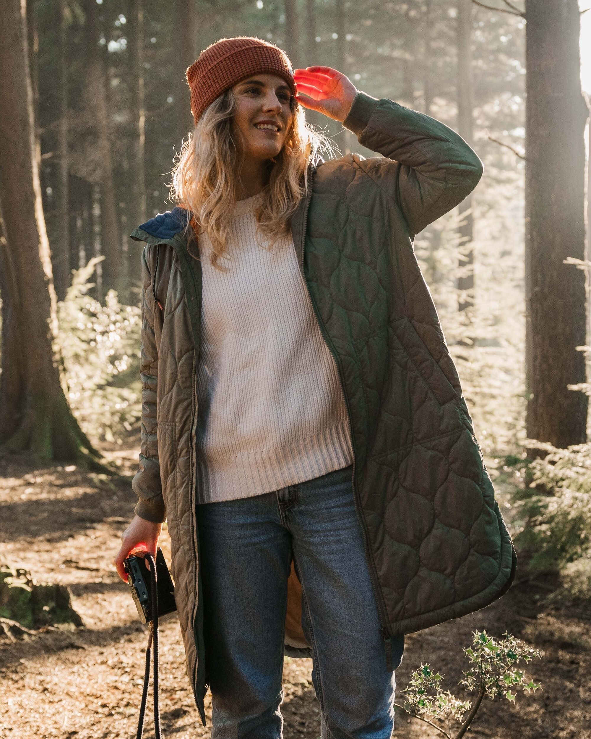 Flora Long Insulated Parka - Dusty Olive - Lifestyle