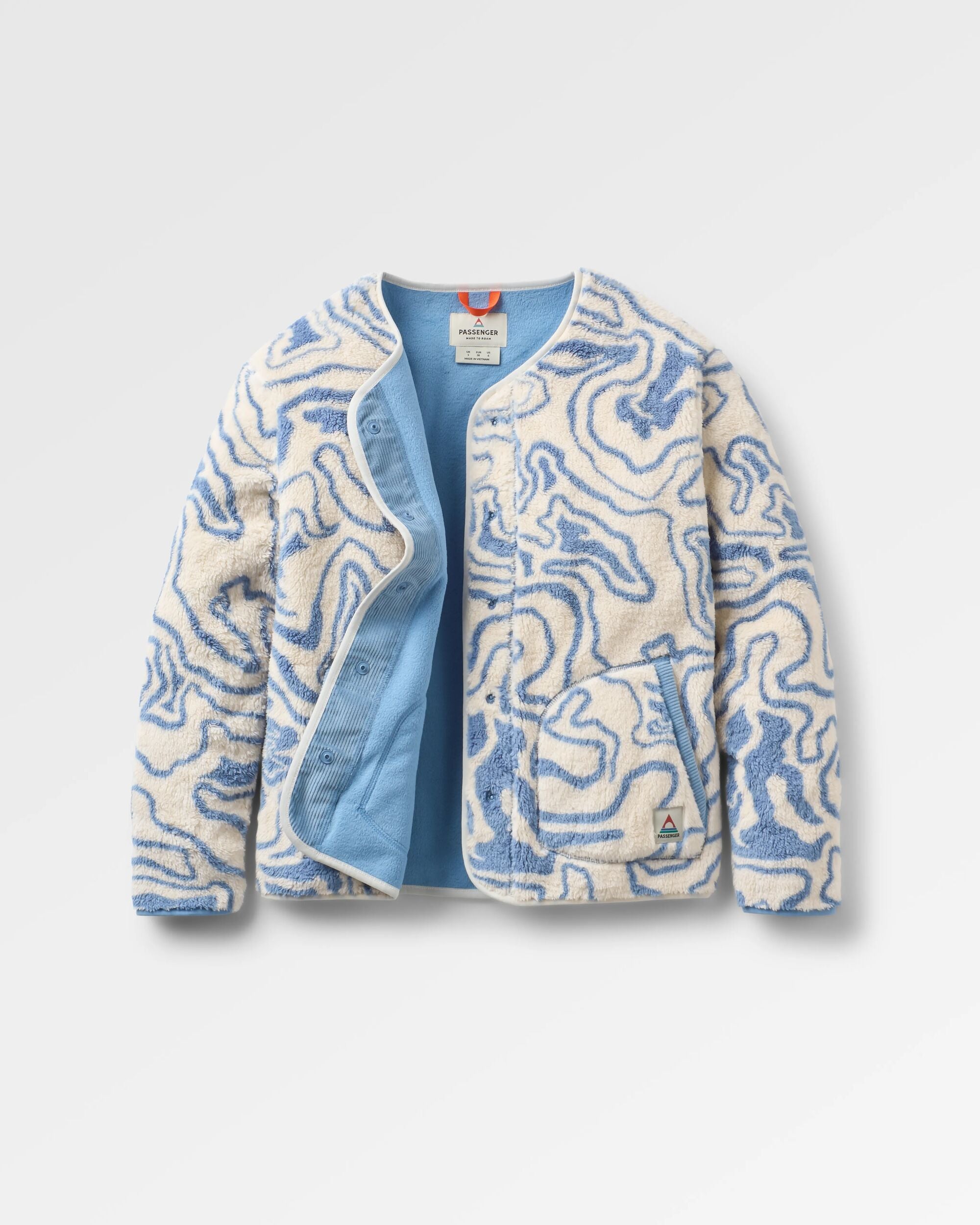 Iris Collarless Recycled Fleece - Strata Swirl Birch - Flatlay