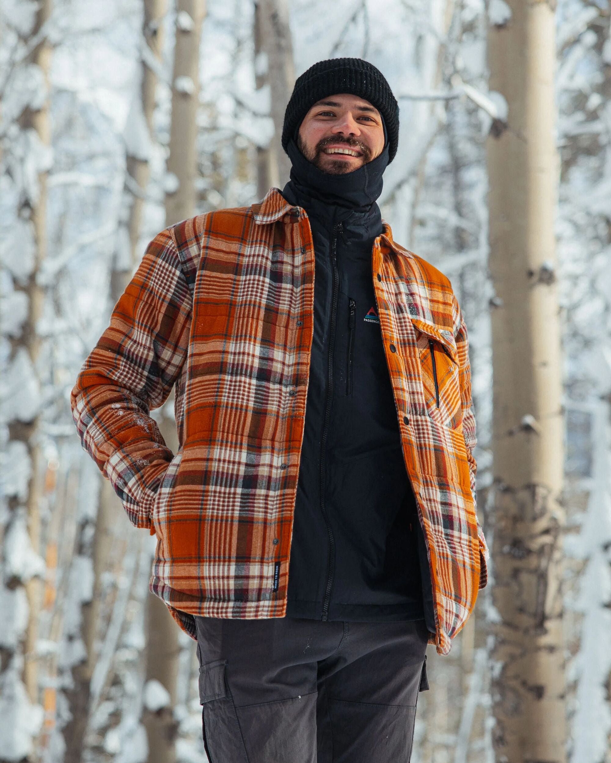 Taranaki Quilted Overshirt - Retro Orange Check -