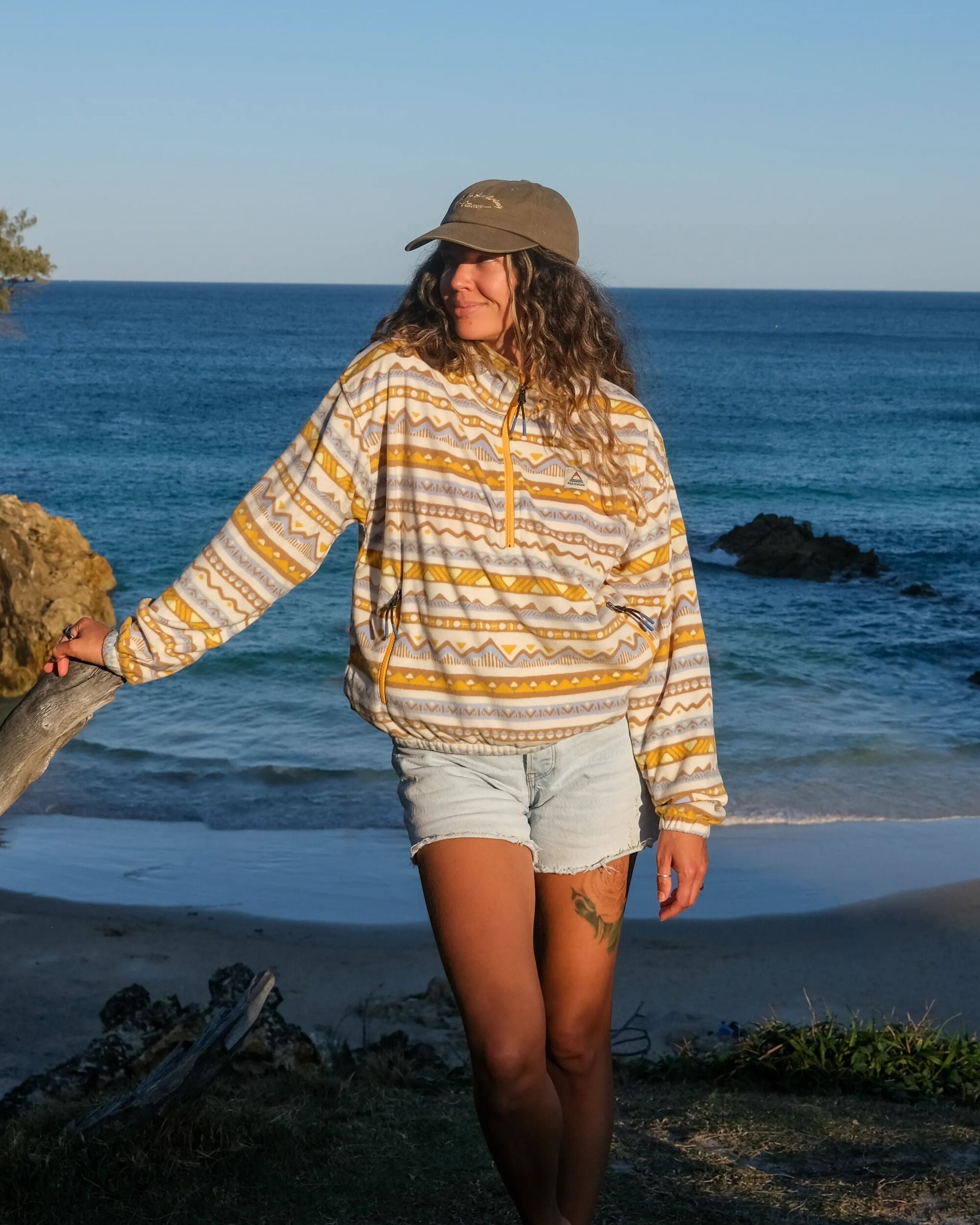 Ayla Recycled Fleece - Mountain Geo Birch - Lifestyle