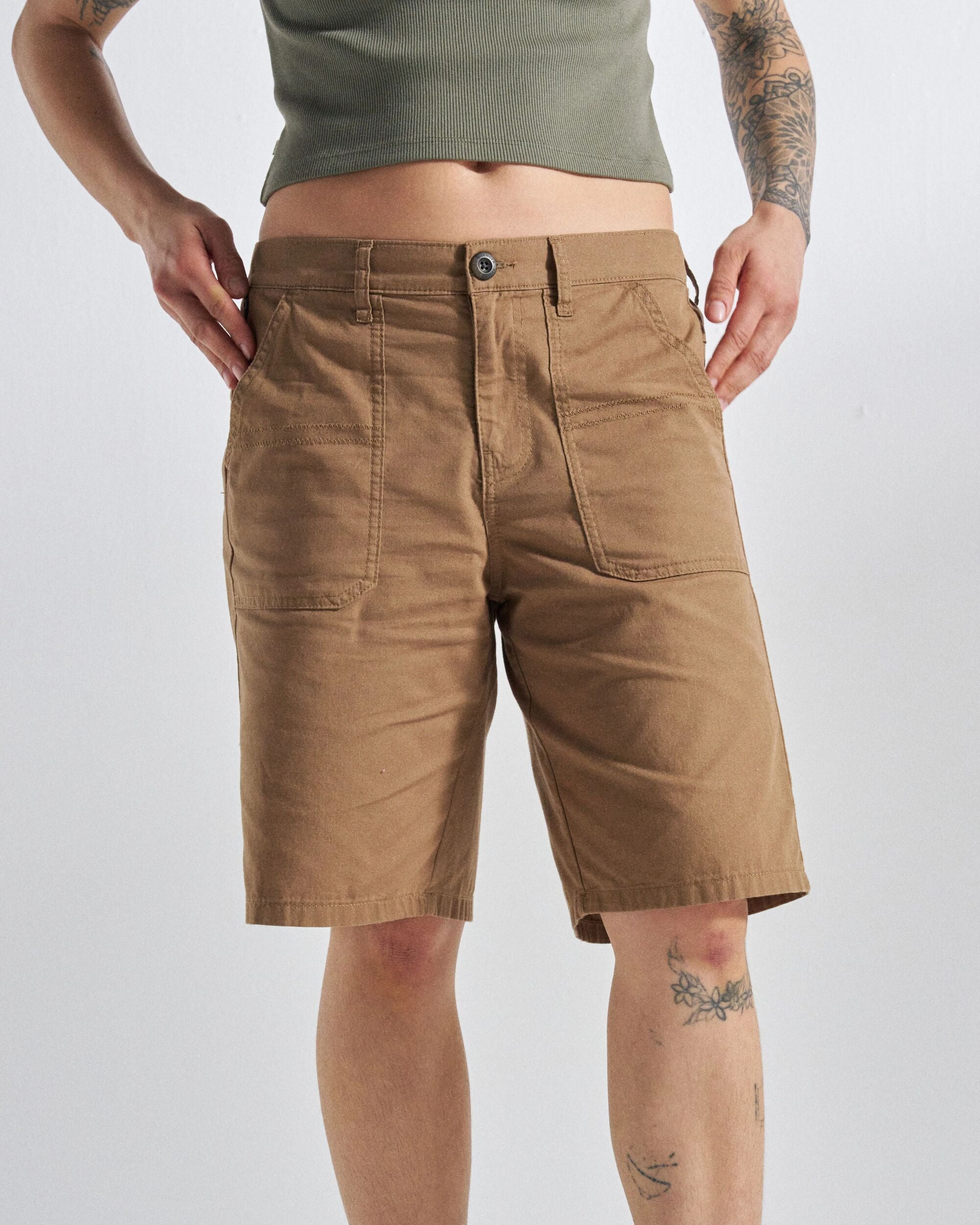 Lani 'Light' Organic Cotton Short - Caramel - Studio Model