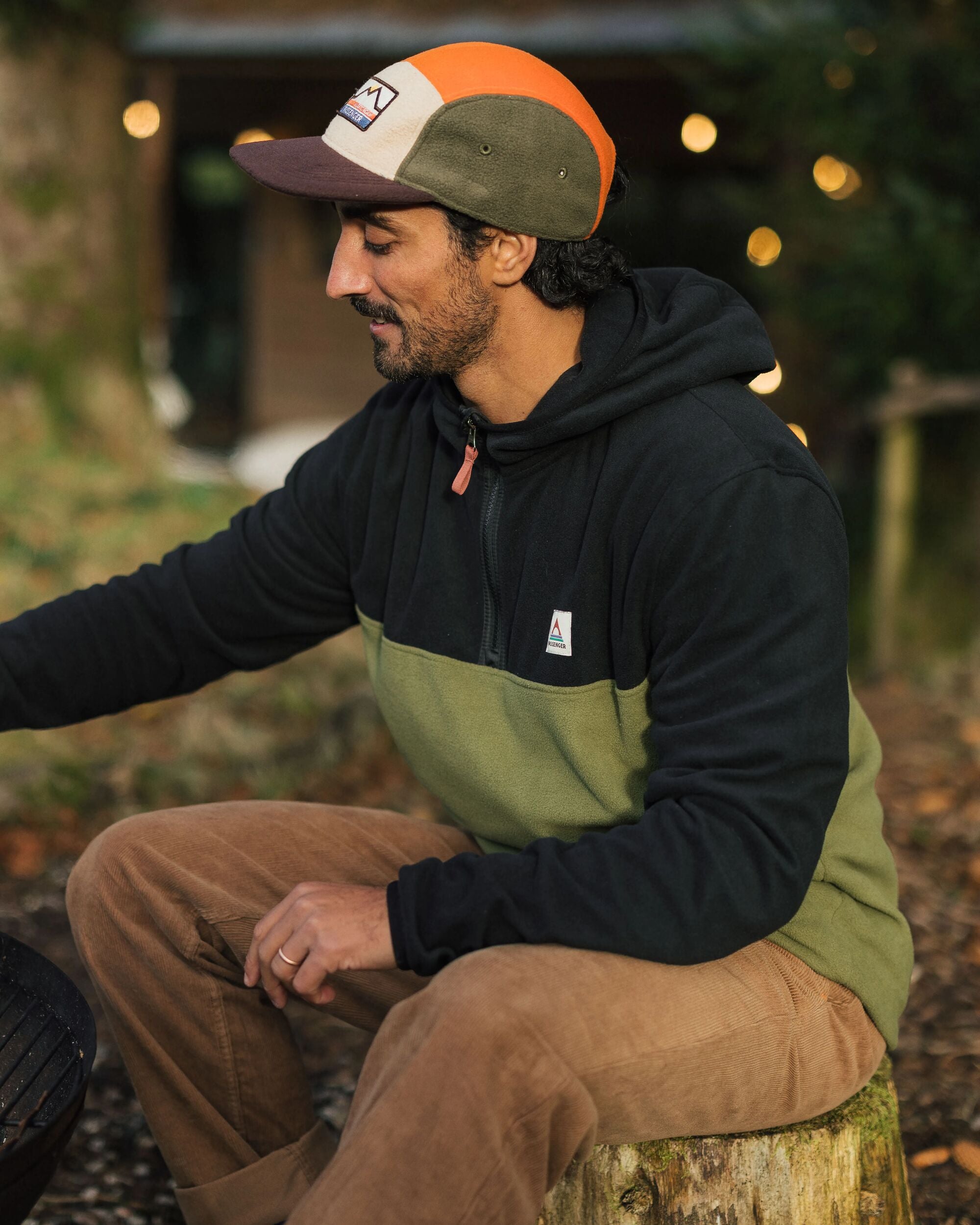 Set Off Recycled Polar Hooded Fleece - Black/Khaki - Lifestyle