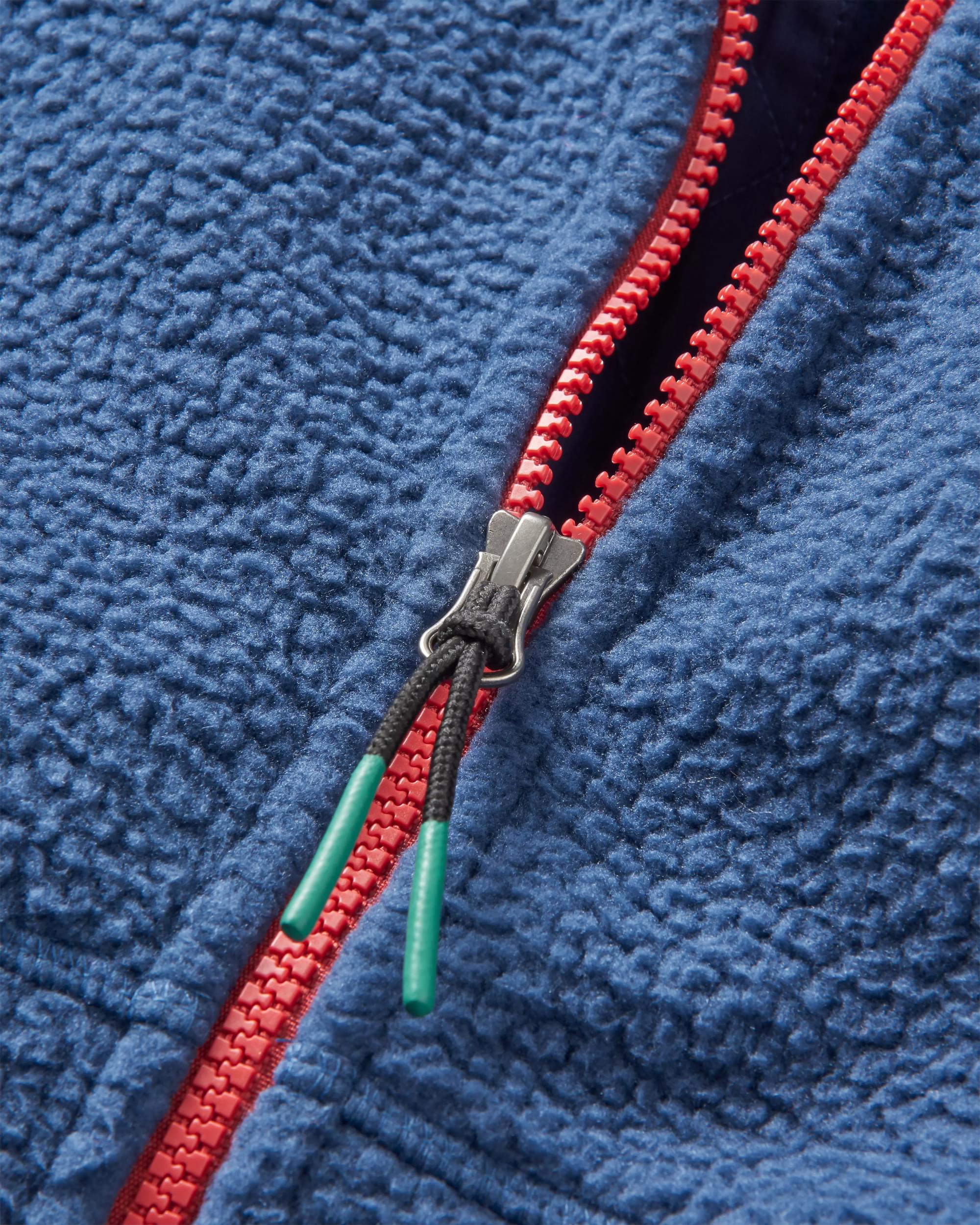 Fairbanks Full Zip Recycled Sherpa Fleece - Dark Denim - Flatlay