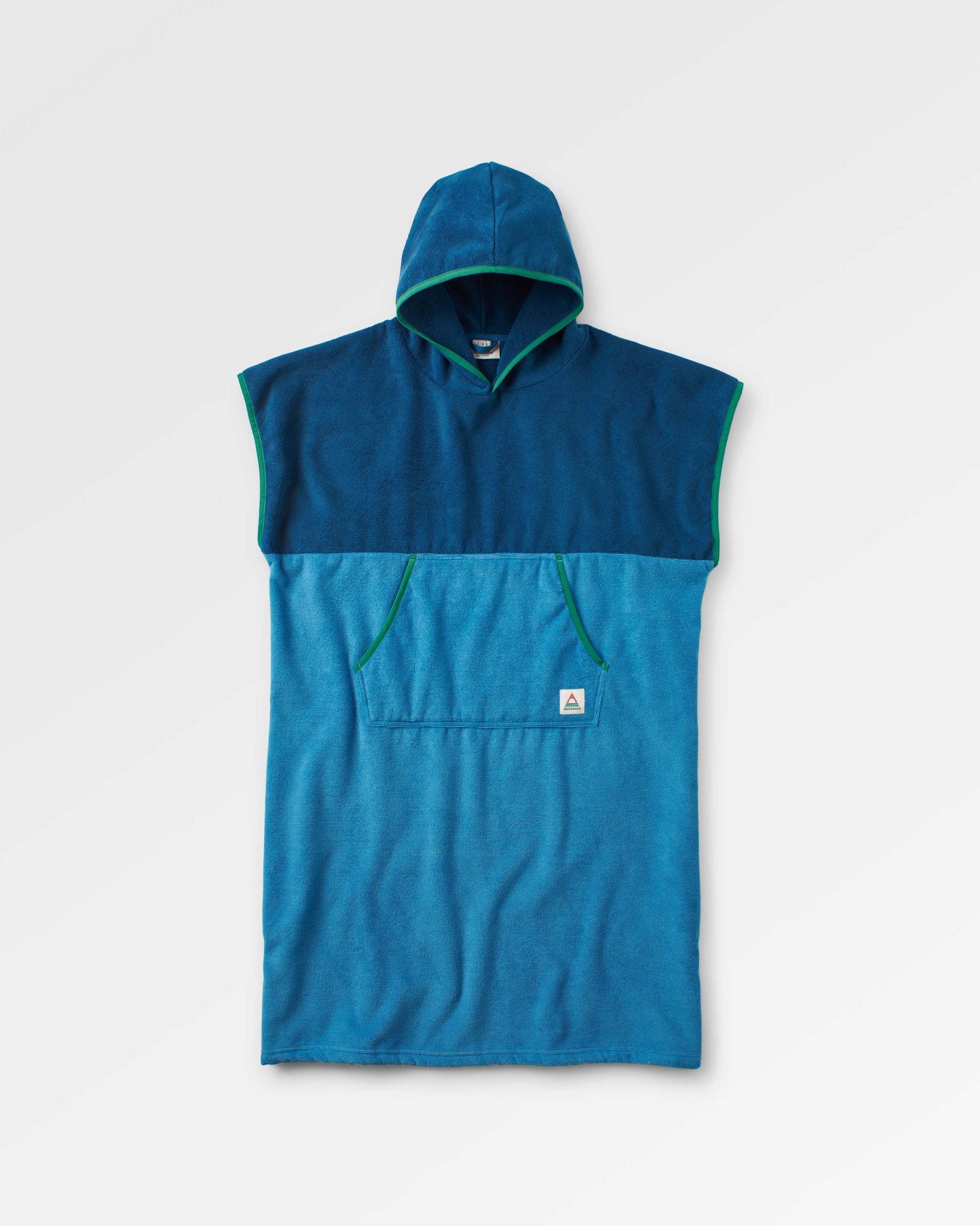 Tulum Recycled Towel Poncho - Moonlight Blue/Dark Denim - Flatlay