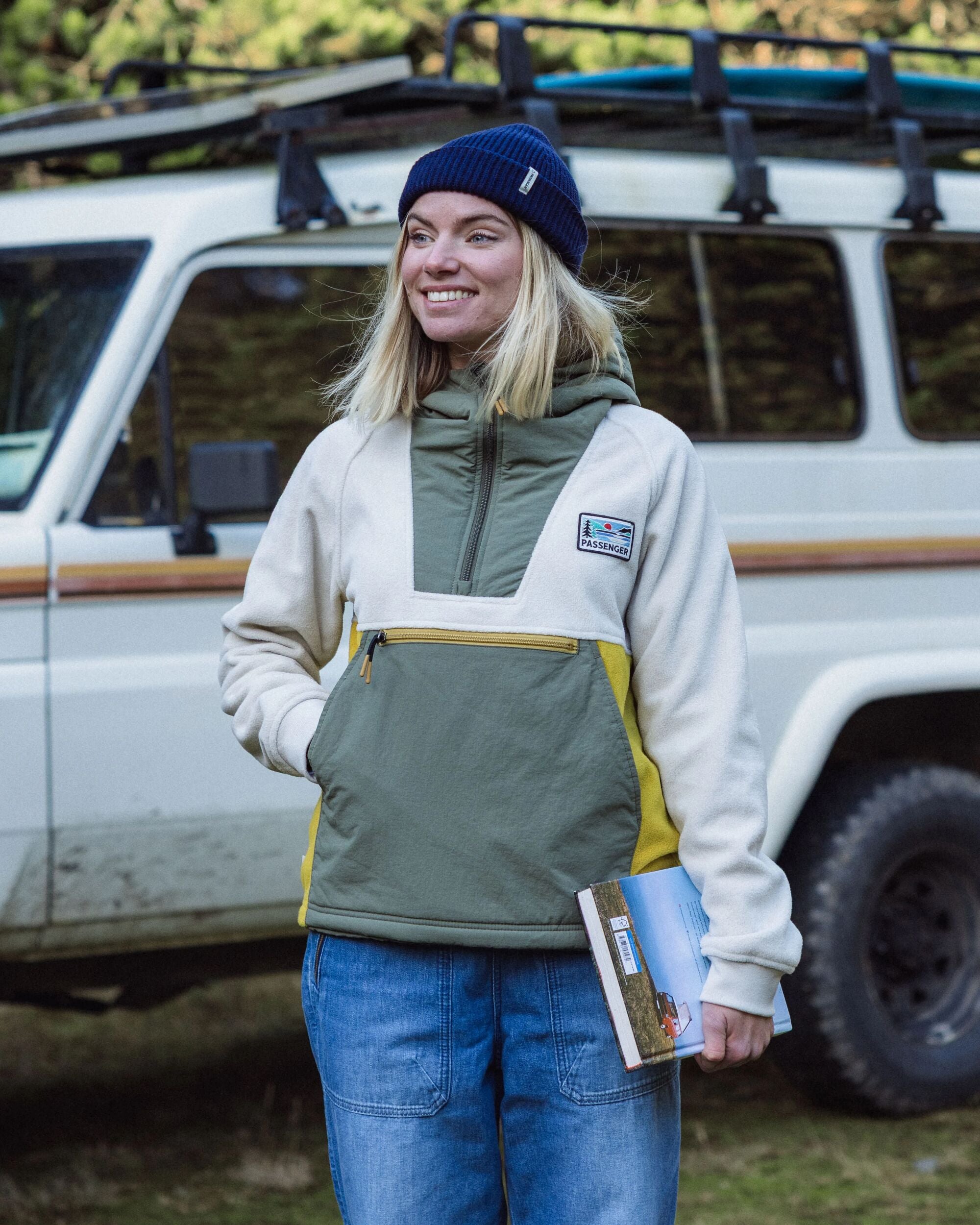 Alexander Recycled Hooded Polar Fleece - Vintage White - Lifestyle