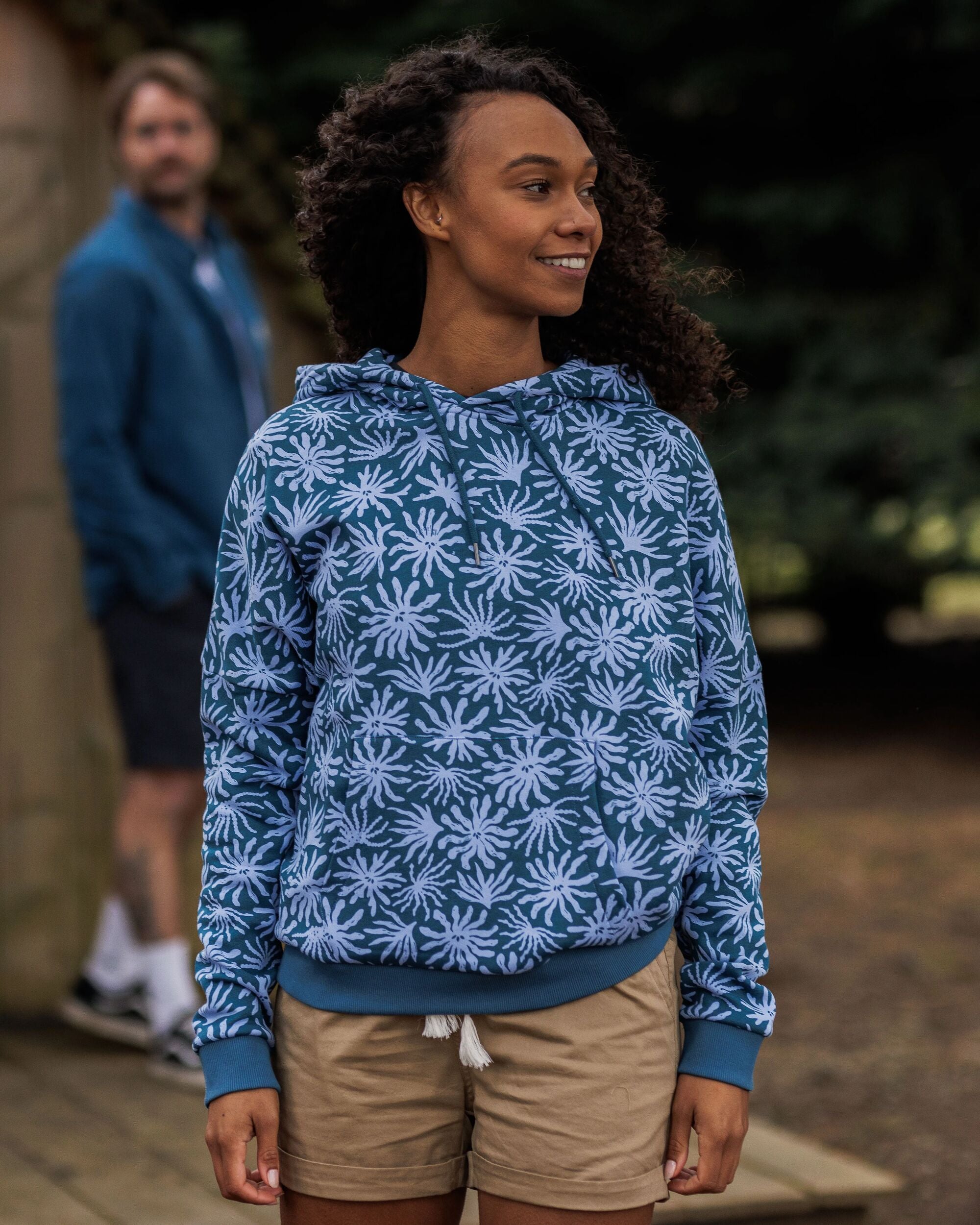 Arame Organic Cotton Hoodie - Seaweed Blue Steel - Lifestyle