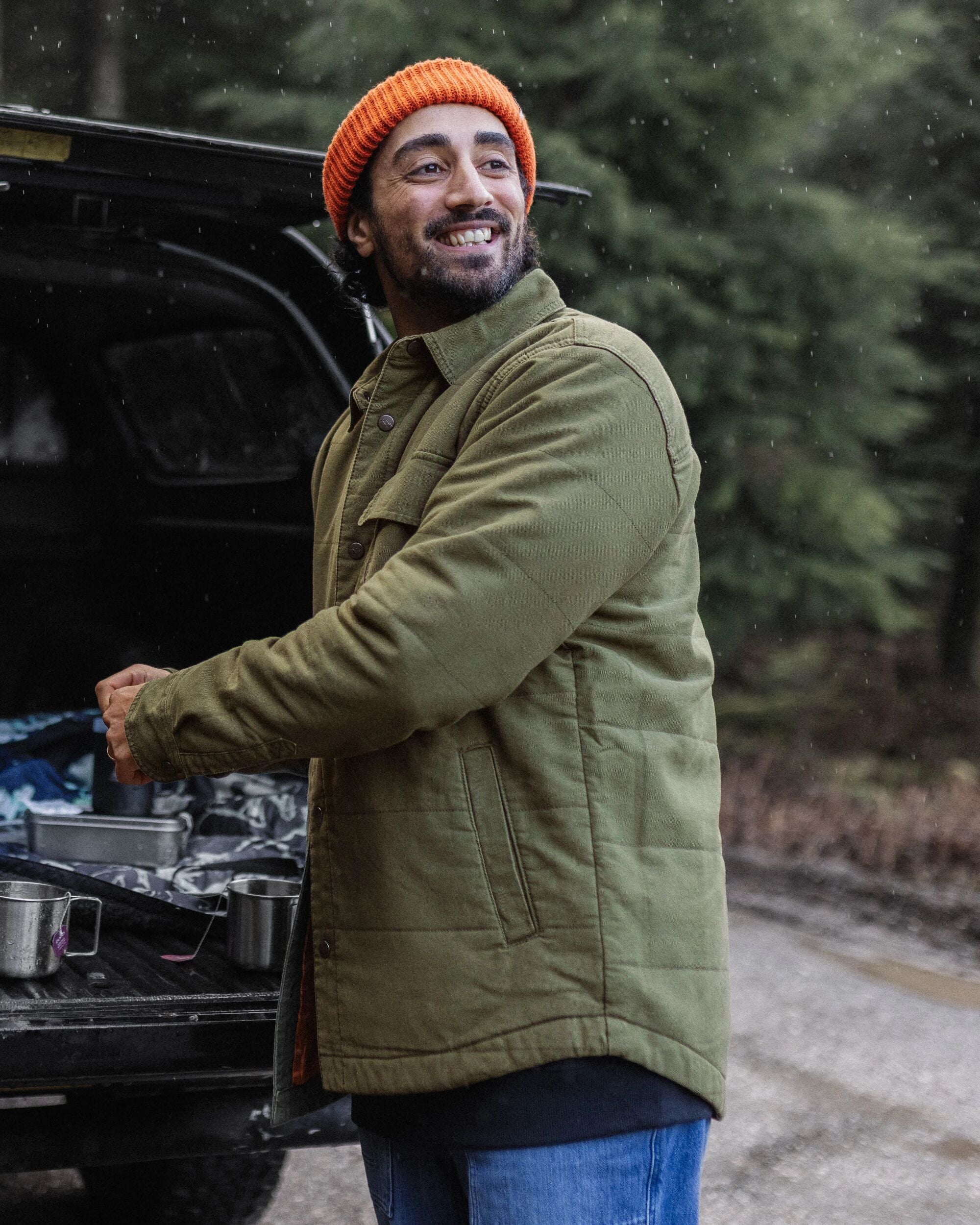 Taranaki Canvas Quilted Overshirt - Khaki - Lifestyle