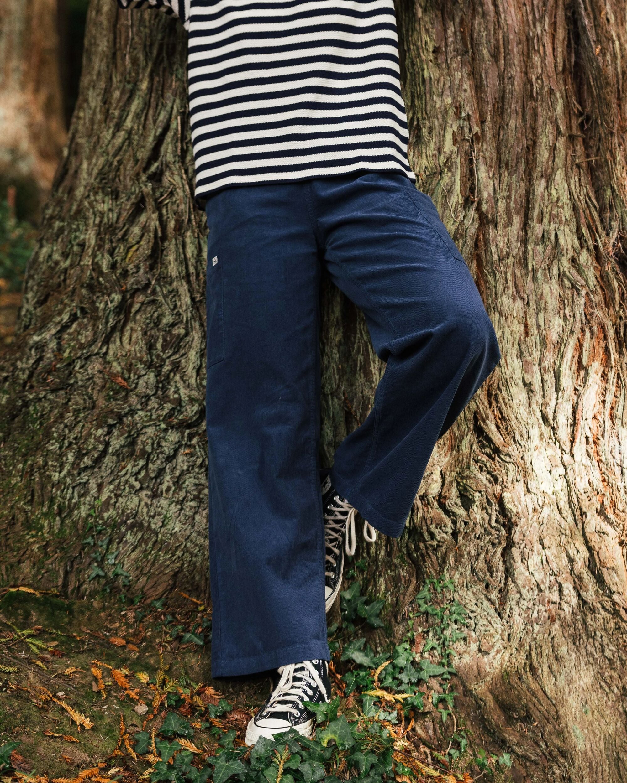 Someday Organic Cotton Corduroy Trouser - Dark Denim - Lifestyle