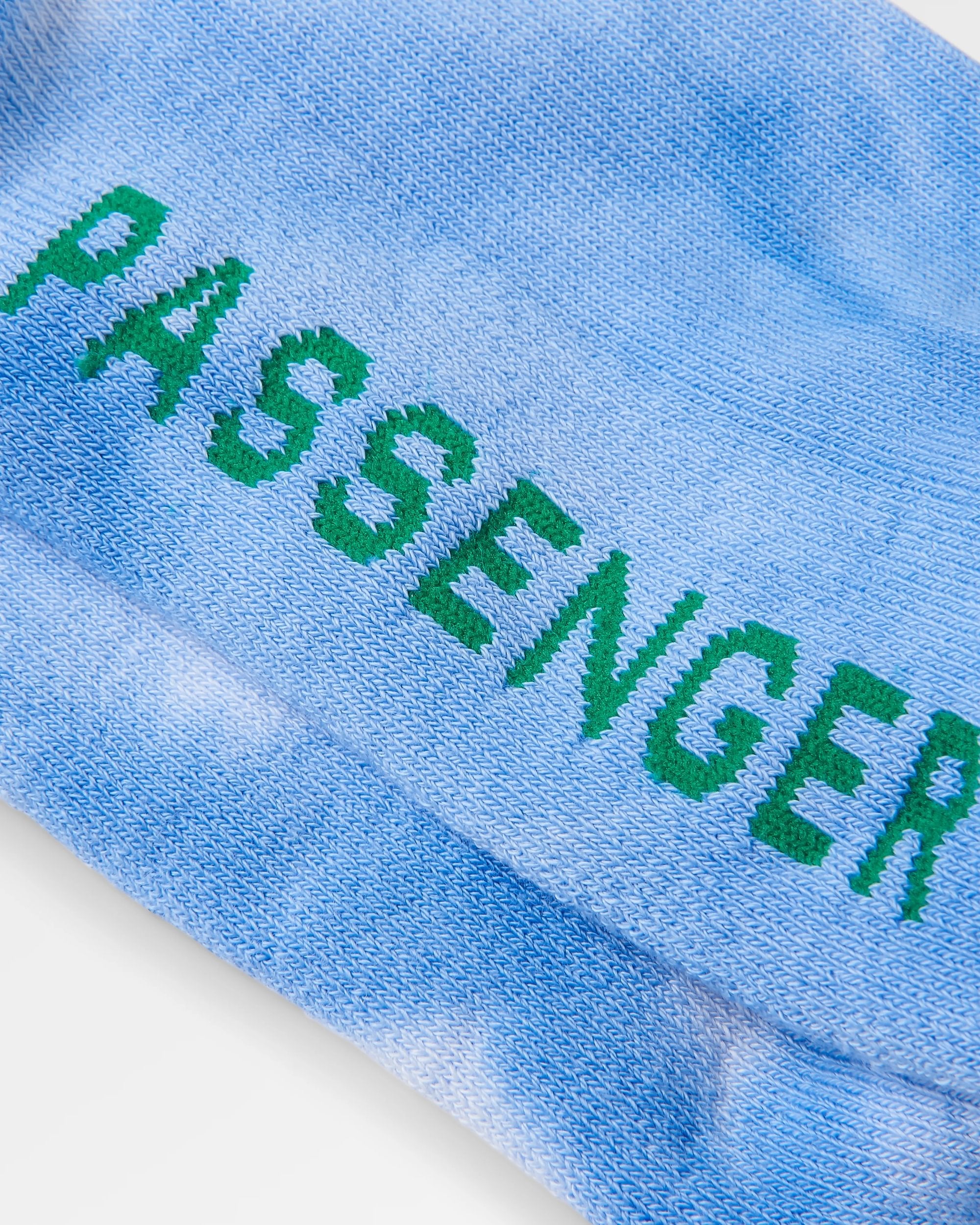 Organic Mid-weight Crew Socks - Tie Dye Cornflower - Flatlay