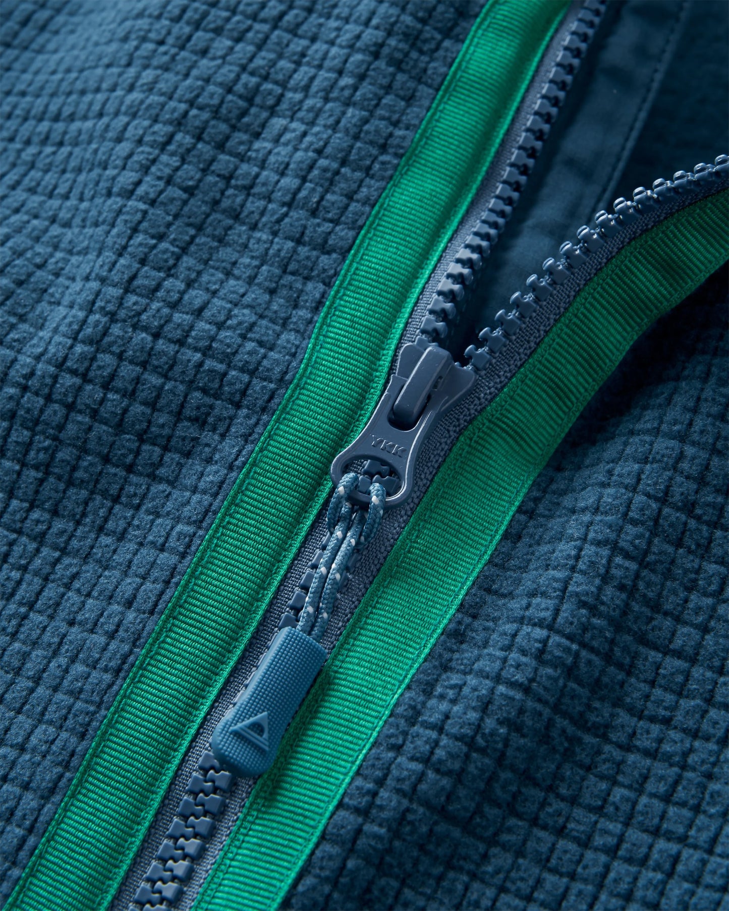 Off Trail Recycled Grid Polar Fleece - Pistachio/Dark Denim - Flatlay
