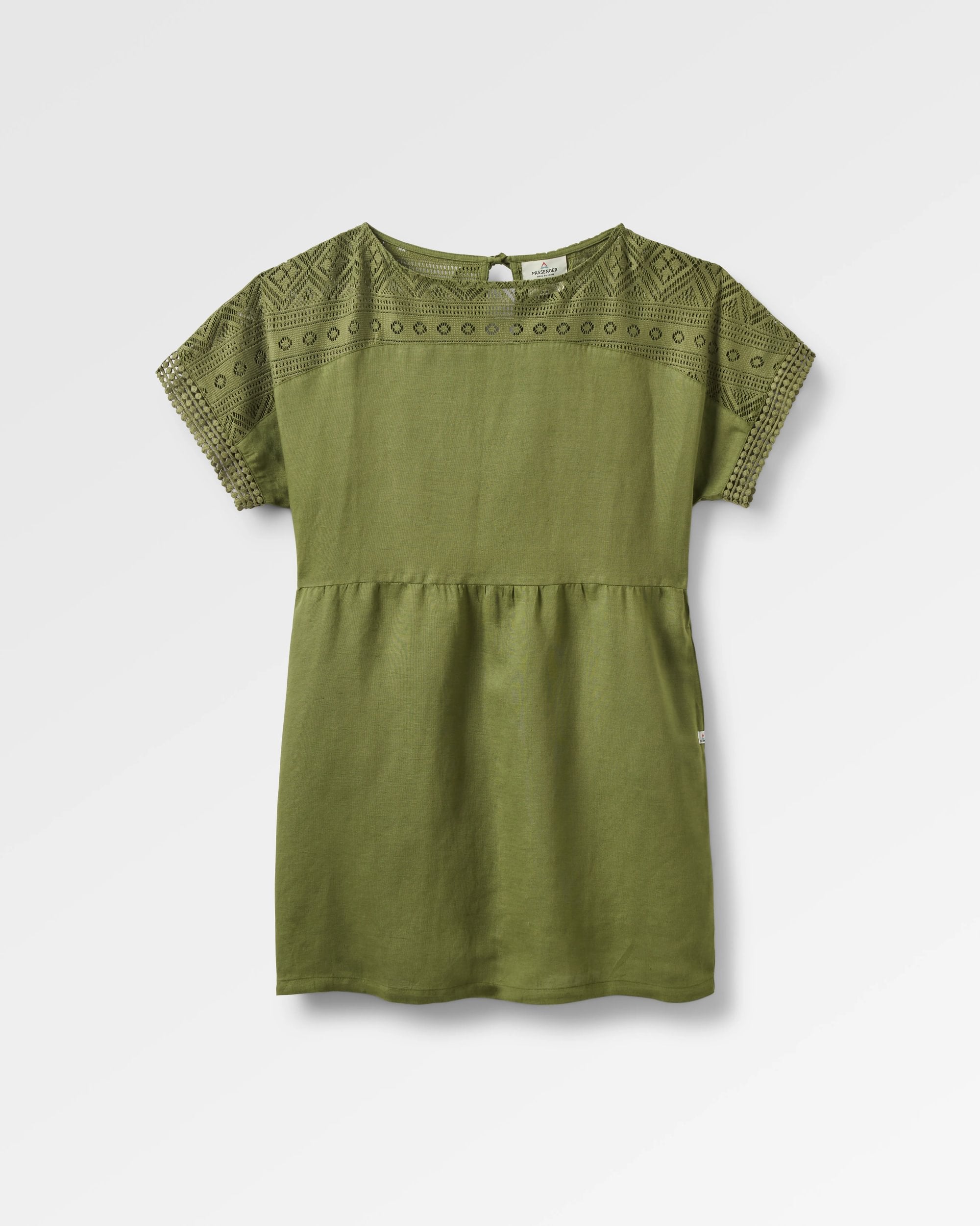 Sono Linen Smock Dress - Khaki - Flatlay