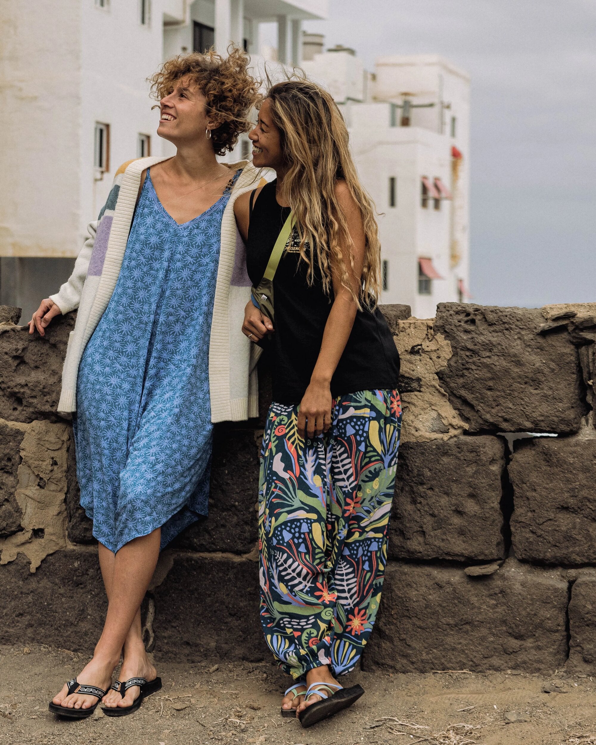 Daylily Loose Trouser - Abstract Seaweed Tidal Blue - Lifestyle