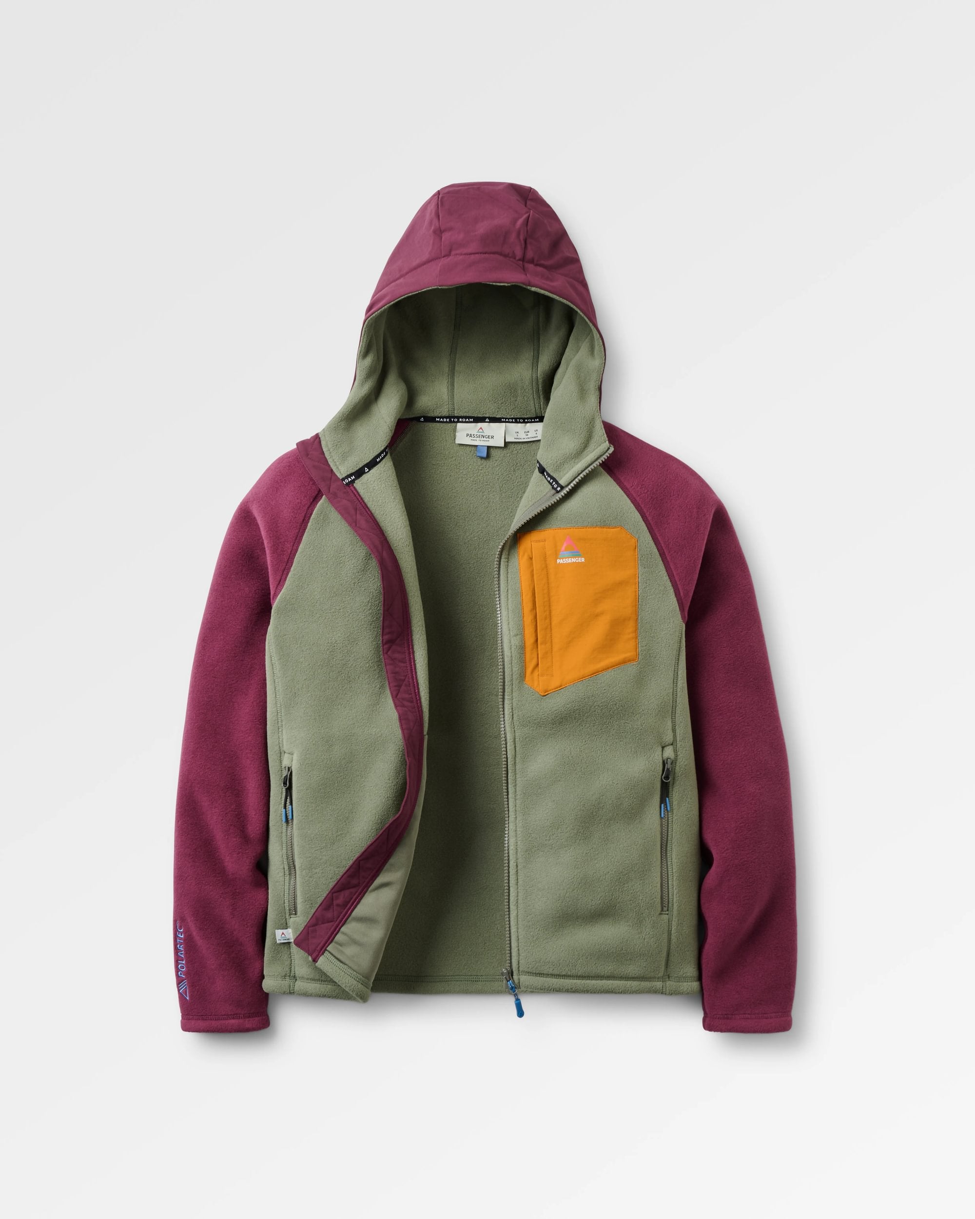 Sierrascape Women's Recycled Polartec® Fleece Hoodie - Fig/Dusty Olive - Flatlay