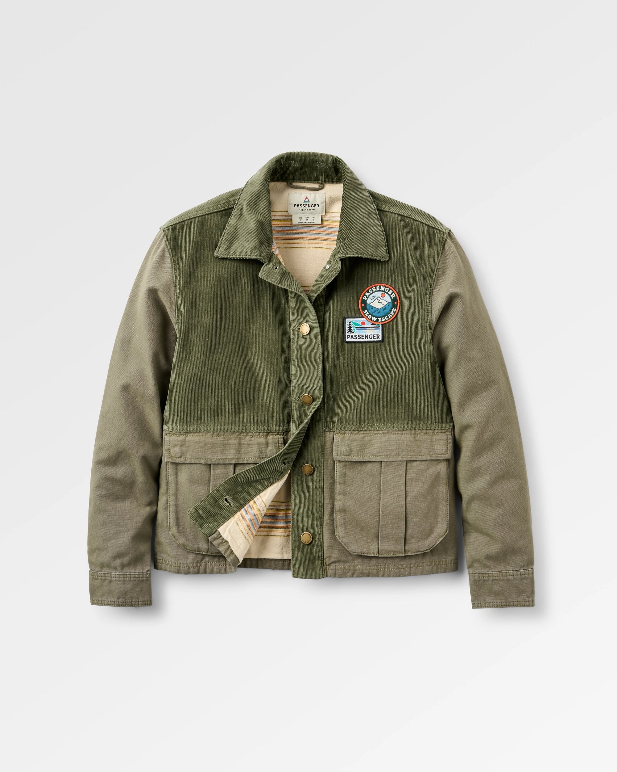 Nomad Corduroy Overshirt - Dusty Olive - Flatlay