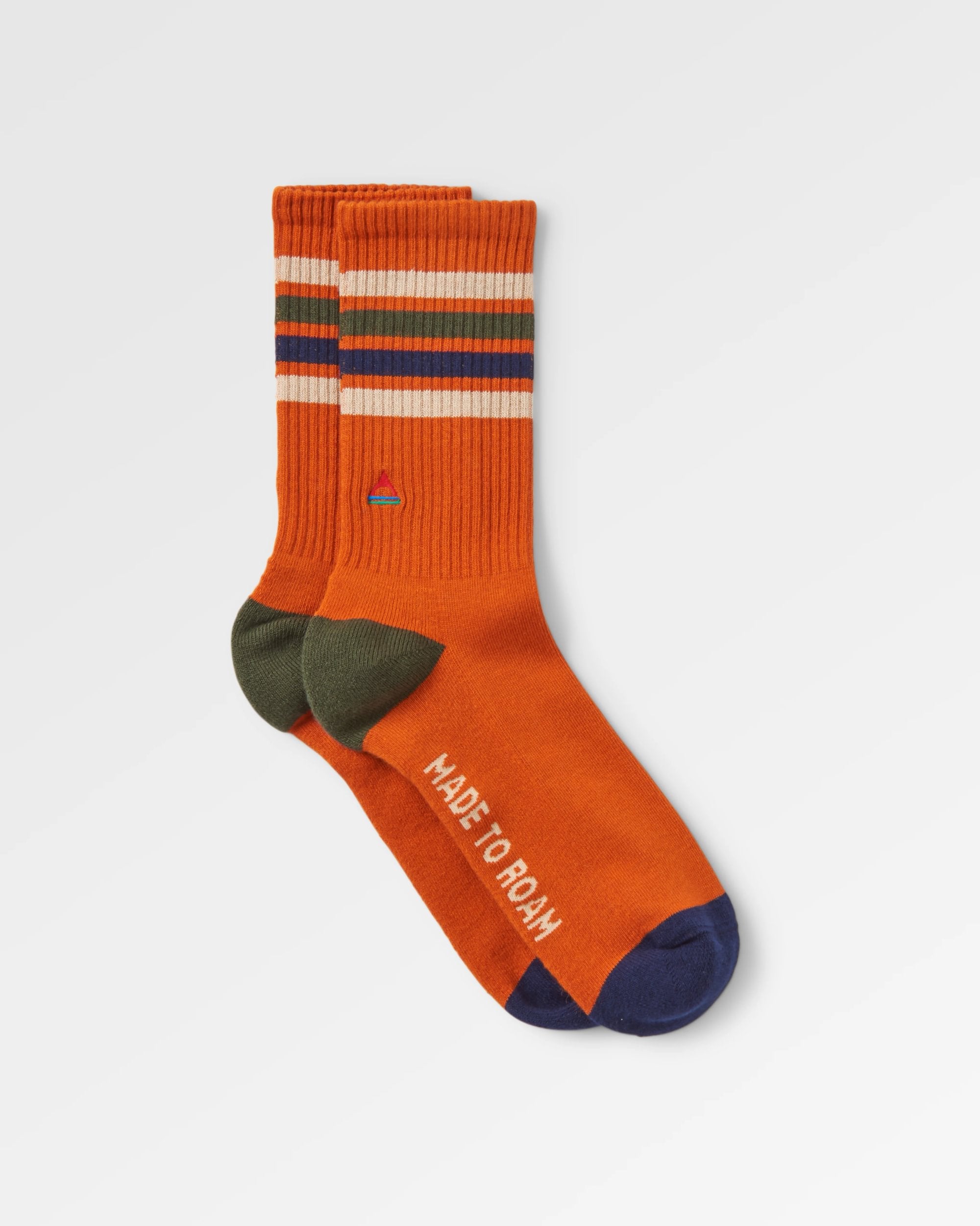 Organic Midweight Crew Socks - Burnt Orange - Flatlay