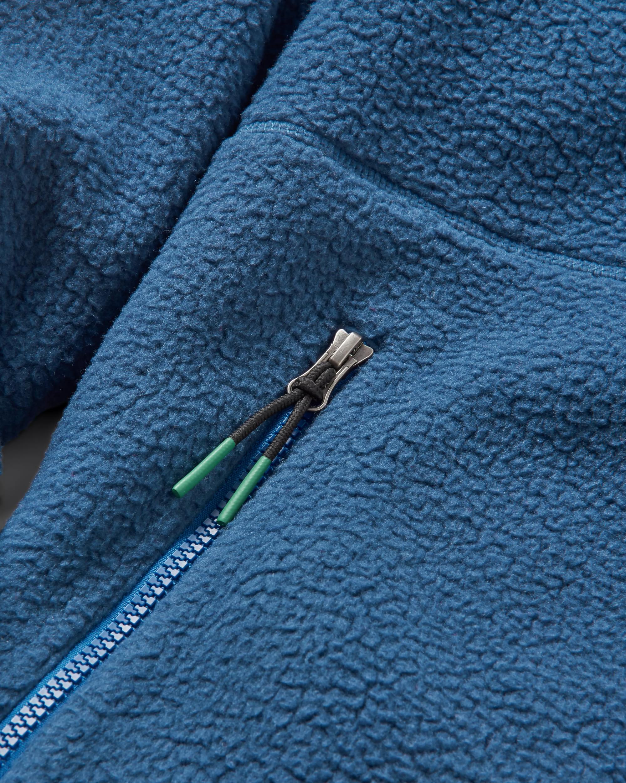North Coast Full Zip Recycled Sherpa Fleece - Dark Denim - Flatlay