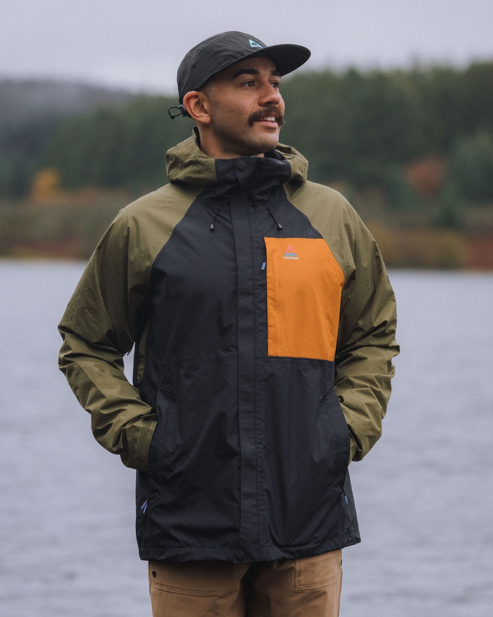 Trailscape Men's Waterproof Jacket - Black/Khaki - Lifestyle