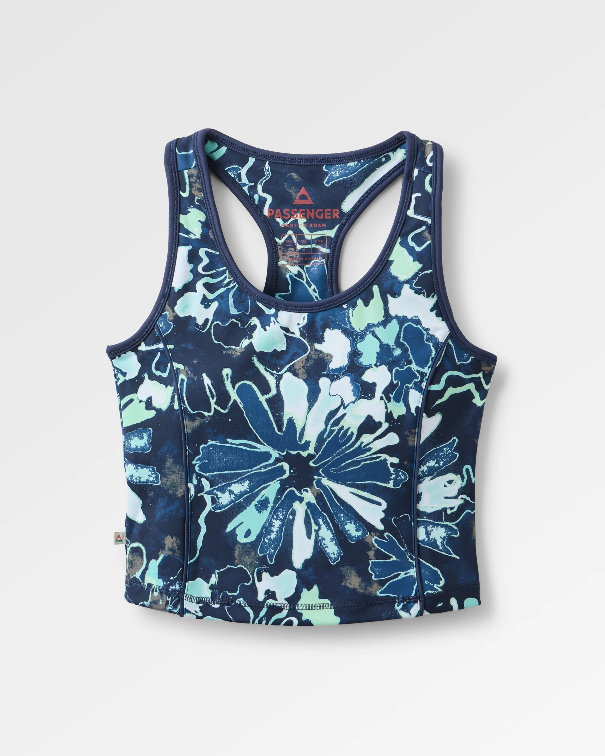 Mantra Recycled Active Crop Top - Frost Ice Blue - Flatlay