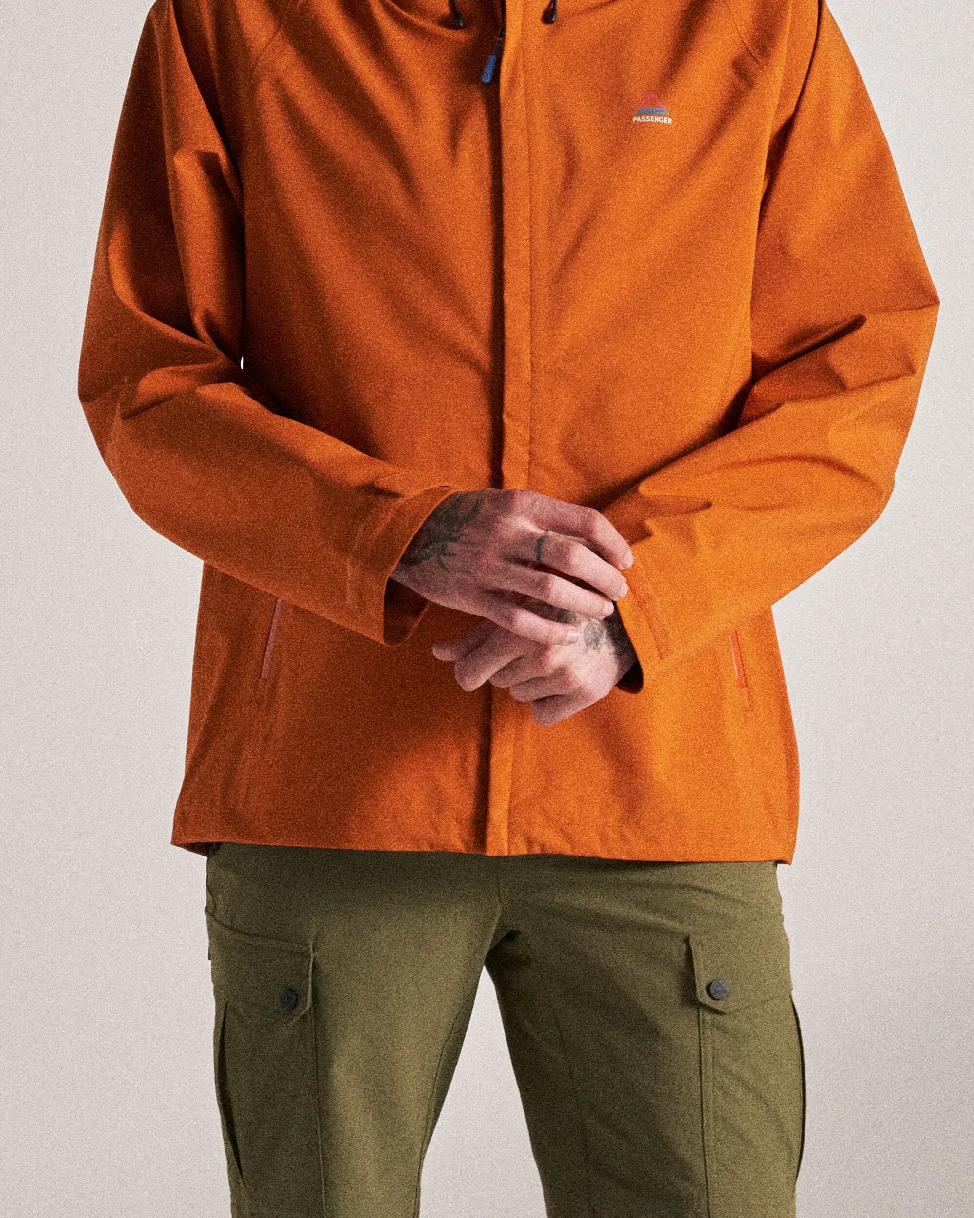 Five Season Recycled Waterproof Jacket - Sunset Orange - Studio Model
