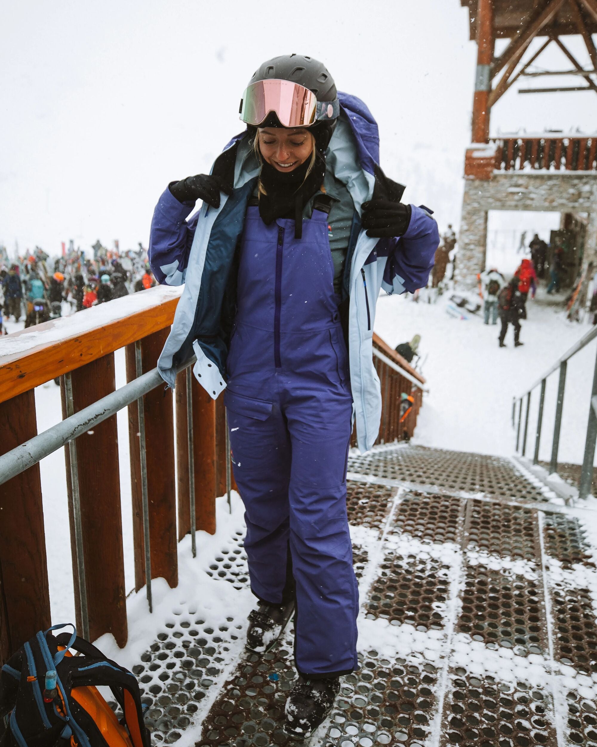 Snowscape Women's Recycled Bibpant - Purple Indigo - Lifestyle