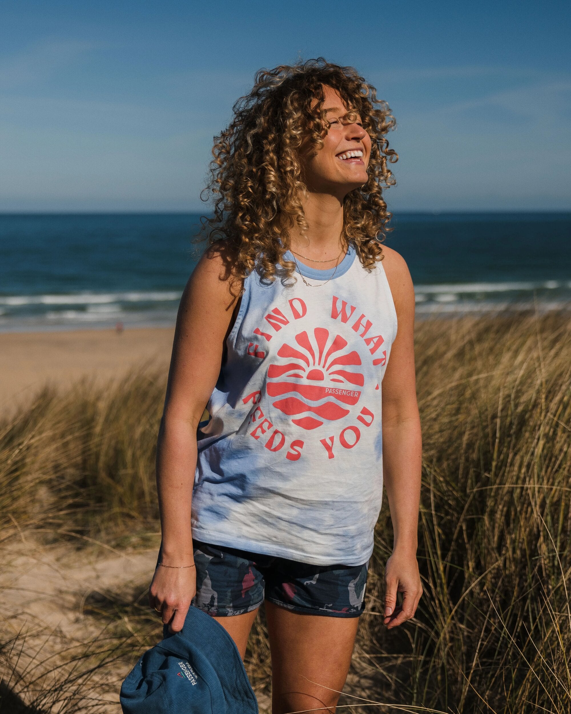 Discovery Organic Cotton Vest - Tie Dye Cornflower - Lifestyle