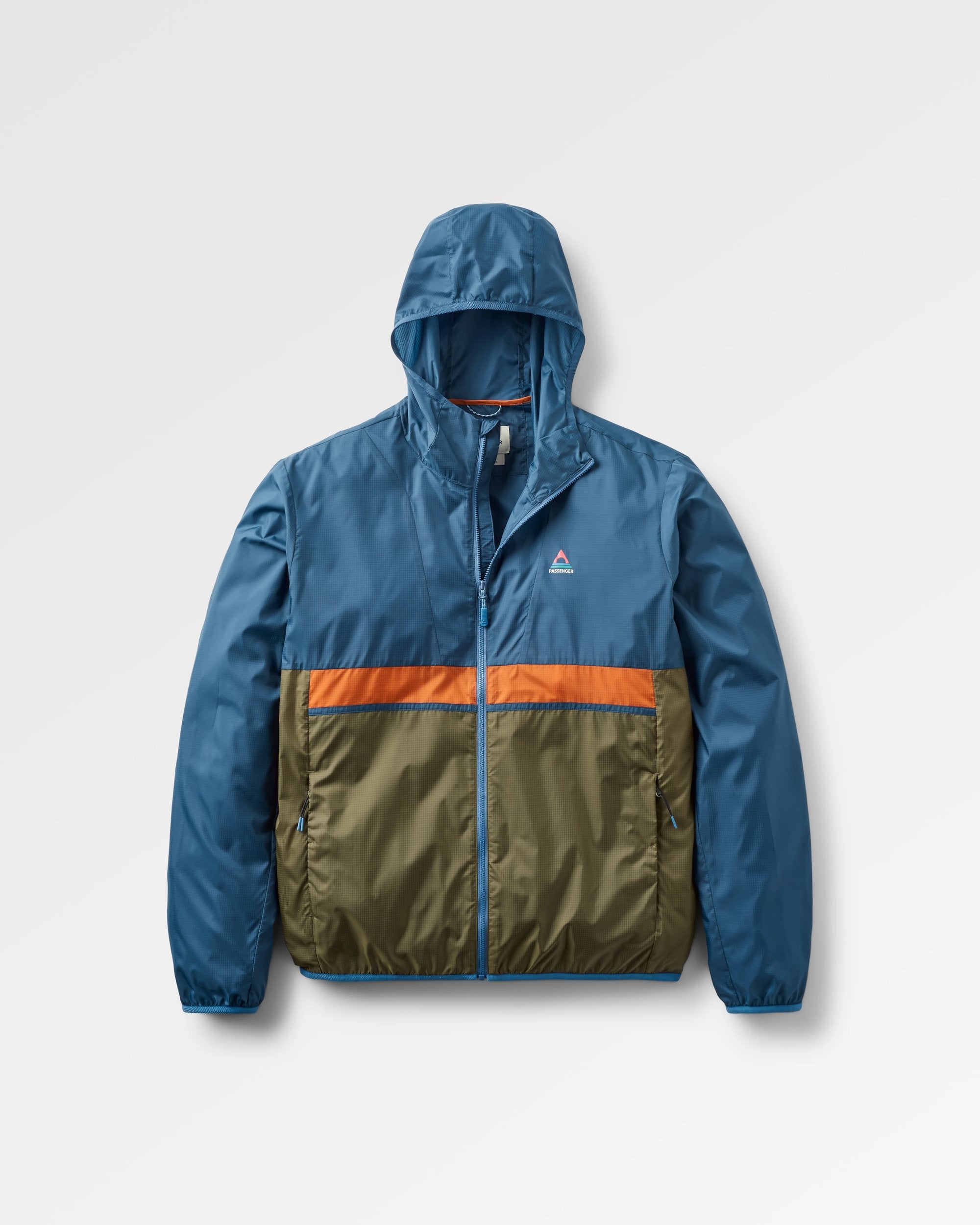 Gusto Recycled Windshell Jacket - Khaki/Dark Denim - Flatlay