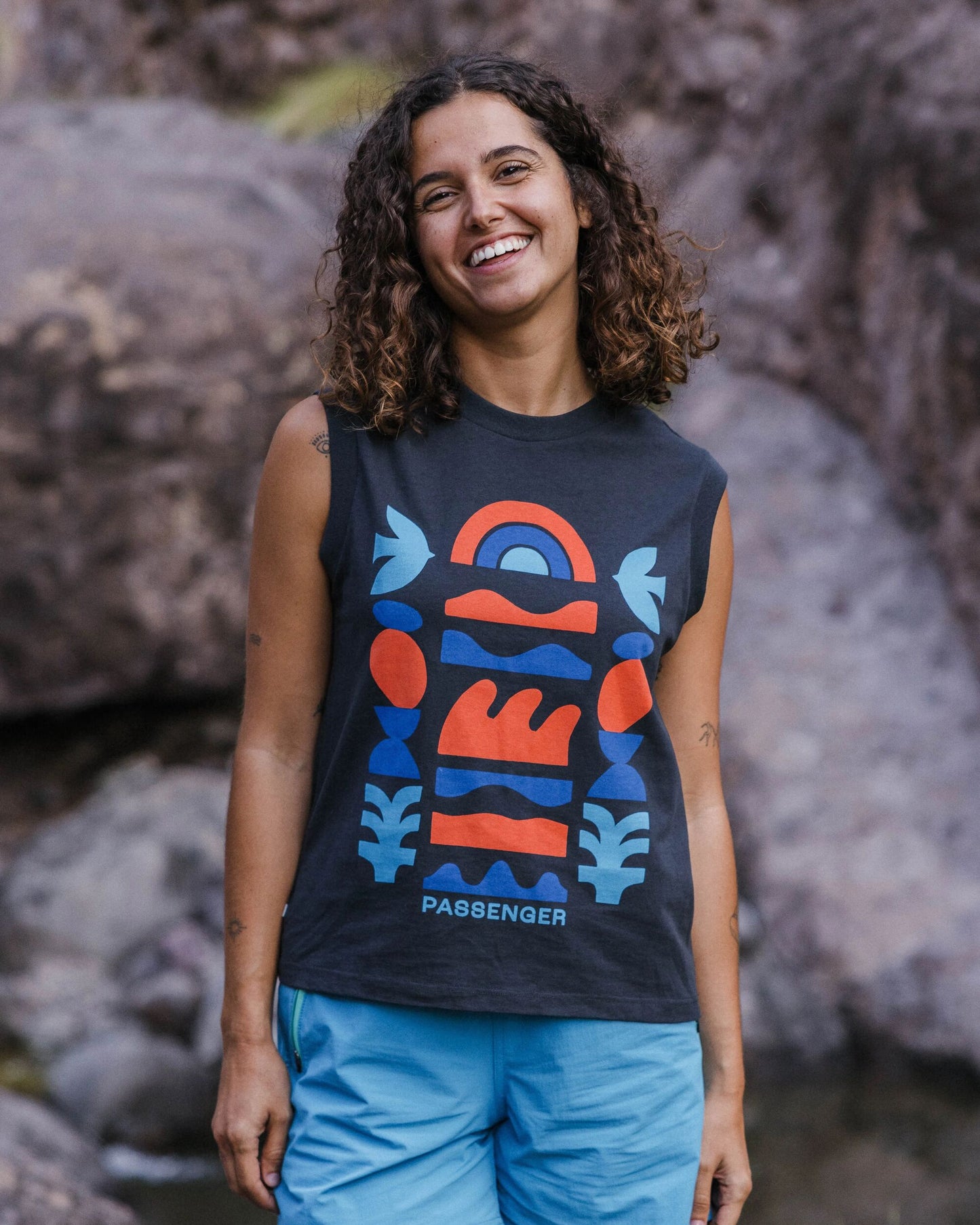 Papercut Recycled Cotton Vest - Black - Lifestyle