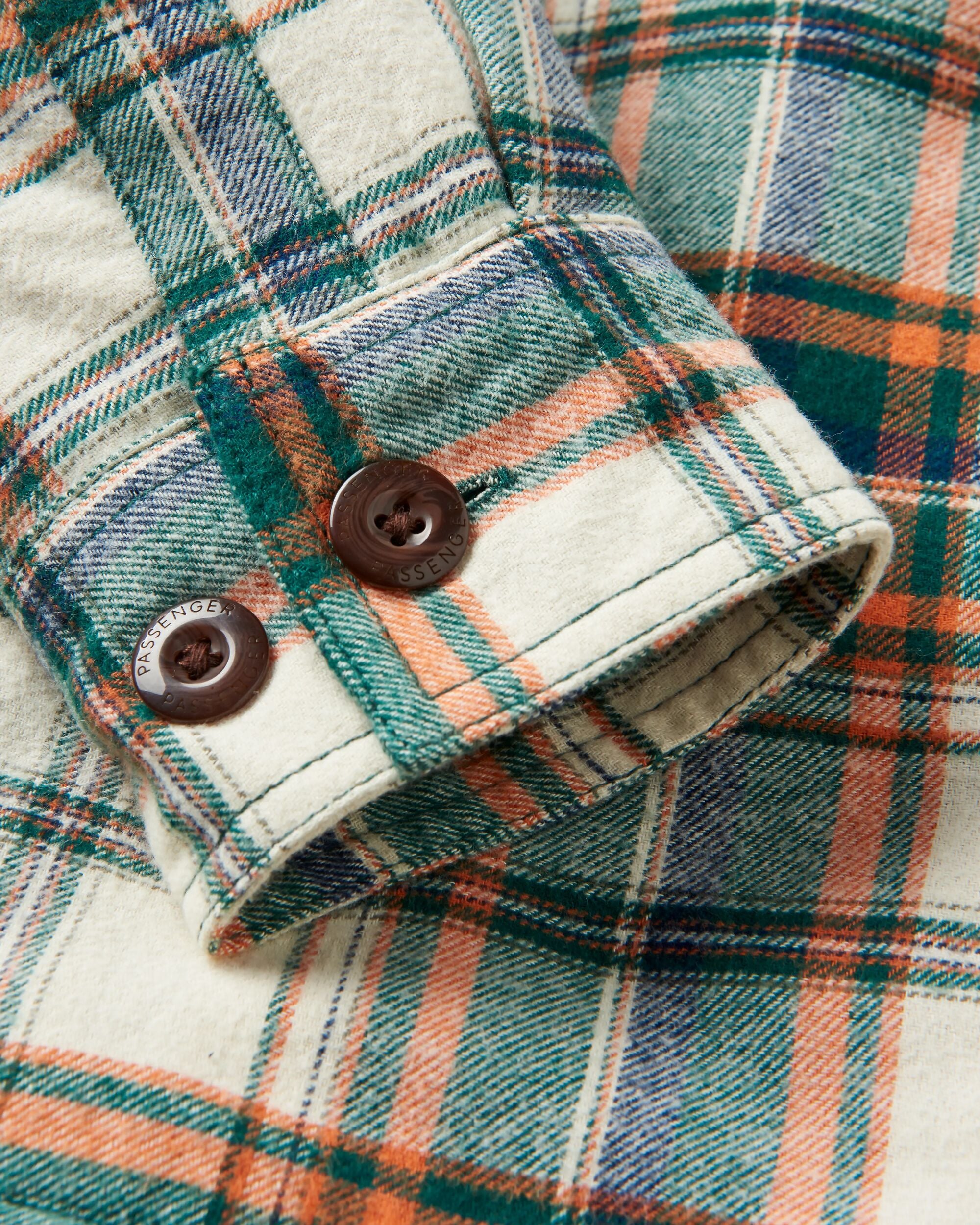 Freestyle Sherpa-Lined Overshirt - Birch/Rain Forest Check - Flatlay